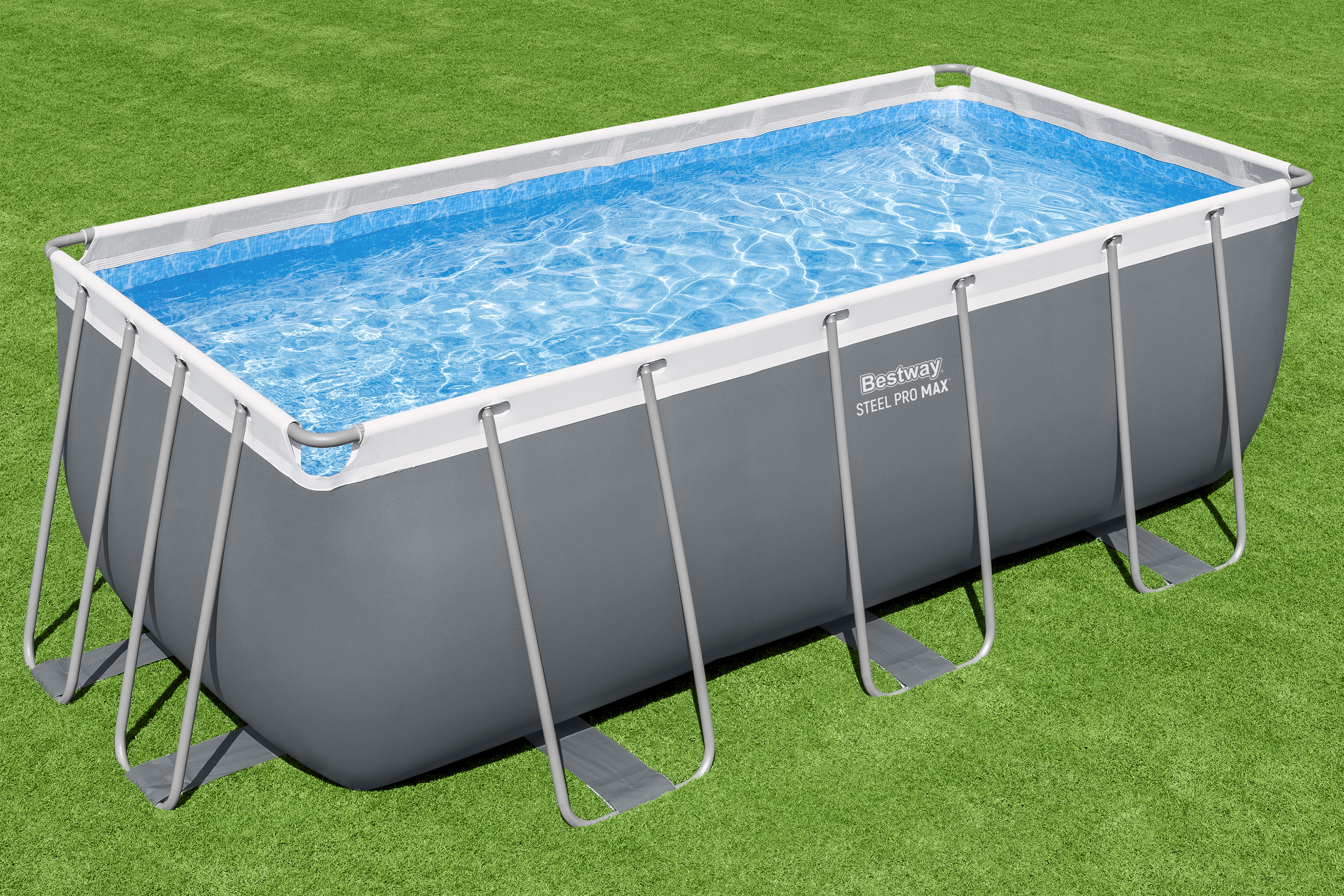 Steel Pro MAX™ Frame Pool Set mit Filterpumpe 412 x 201 x 122 cm, grau, eckig