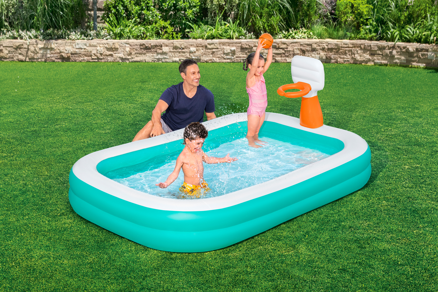 Family Pool Dunk N' Splash™ mit Basketballkörben 251 x 168 x 102 cm
