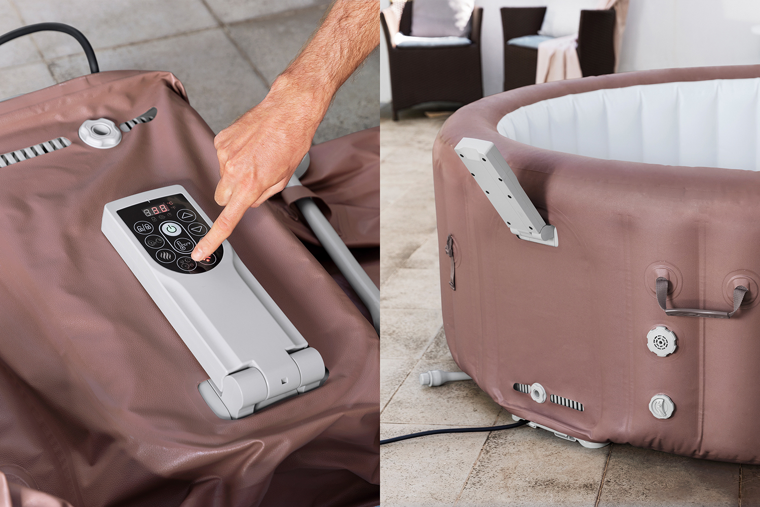 LAY-Z-SPA® Energiespar-Whirlpool Hawaii AirJet™ mit App-Steuerung, für 6 Personen, Ø 196 x 71 cm, Terrakotta