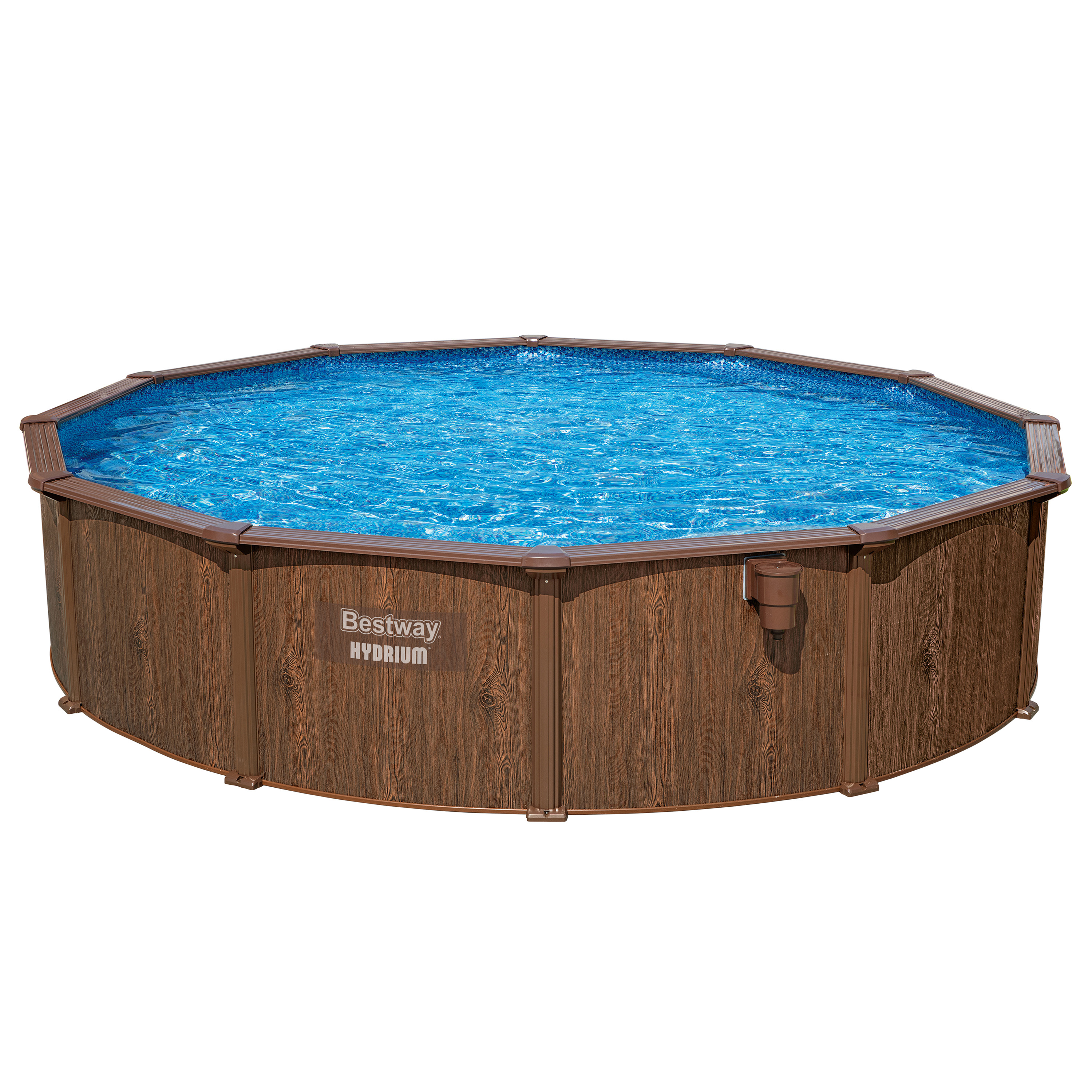 Hydrium™ Stahlwandpool Komplett-Set mit Sandfilteranlage Ø 549 x 132 cm, Holz-Optik (Palisander), rund