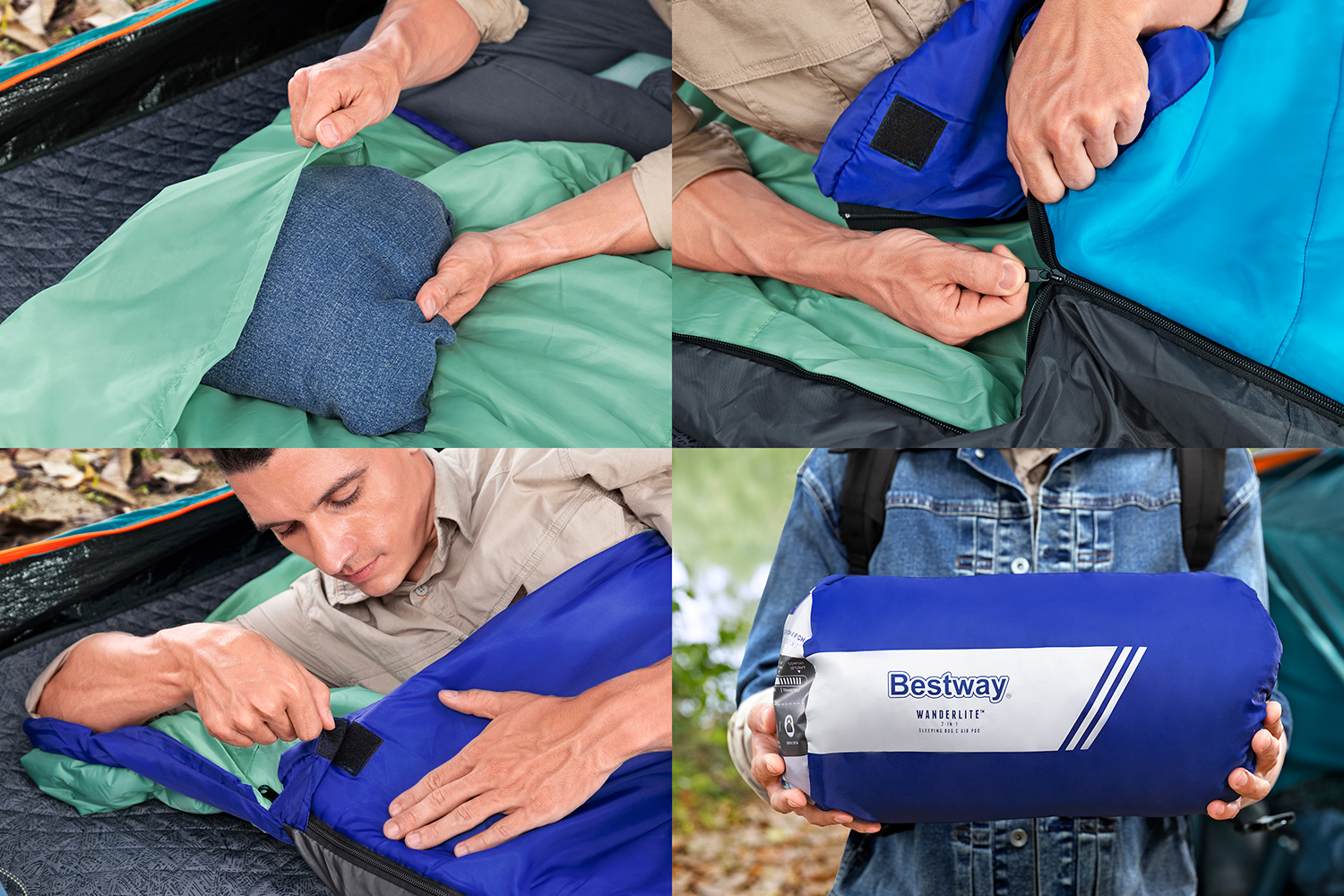 2-in-1-Schlafsack Wanderlite™ mit integrierbarer, aufblasbarer Isomatte 203 x 75 x 9 cm