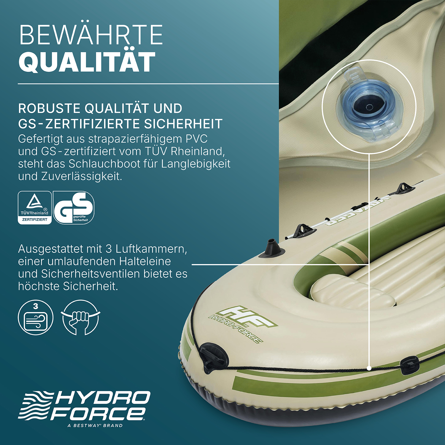 Hydro-Force™ Schlauchboot-Set für 3 Personen Voyager 500 348 x 141 x 48 cm