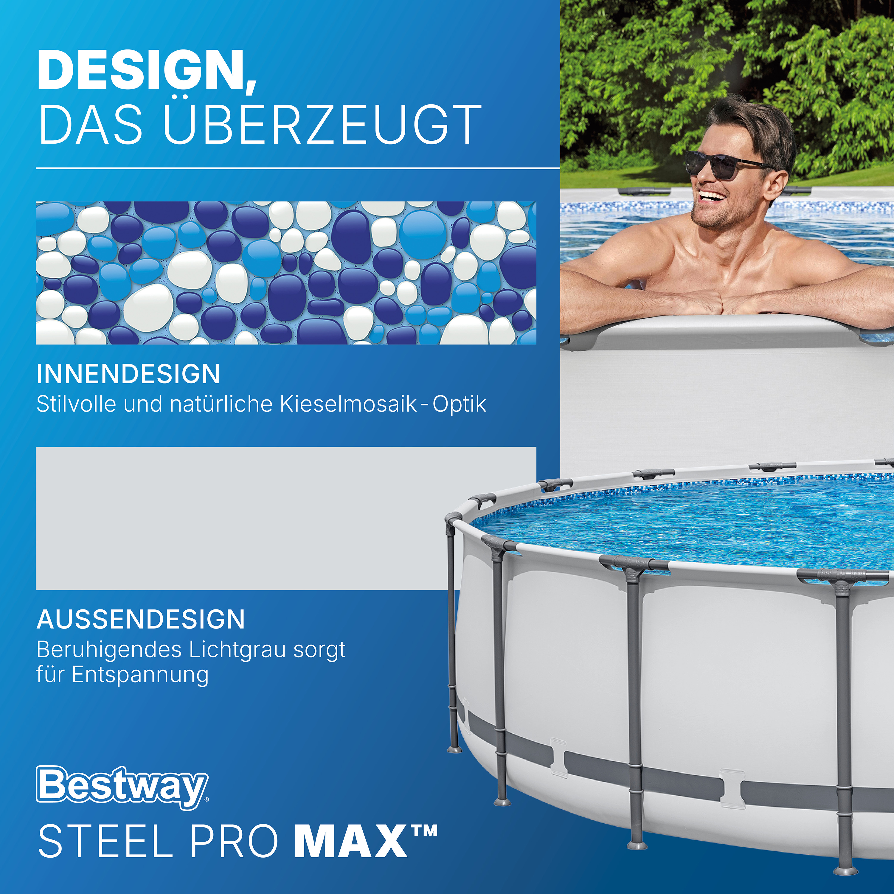 Steel Pro MAX™ Frame Pool Komplett Set mit Filterpumpe Ø 549 x 122 cm, lichtgrau, rund