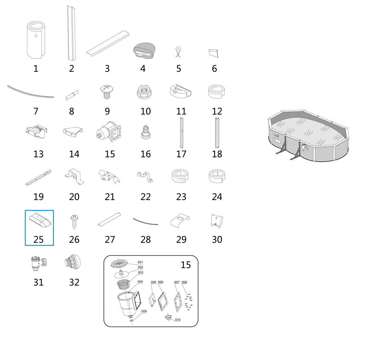 Bestway® Spare Part Inner bottom protector (grey) for Hydrium™ steel wall pools 500/610 x 360 x 120 cm (2022) Bestway® Spare Part Inner bottom protector (grey) for Hydrium™ steel wall pools 500/610 x 360 x 120 cm (2022)