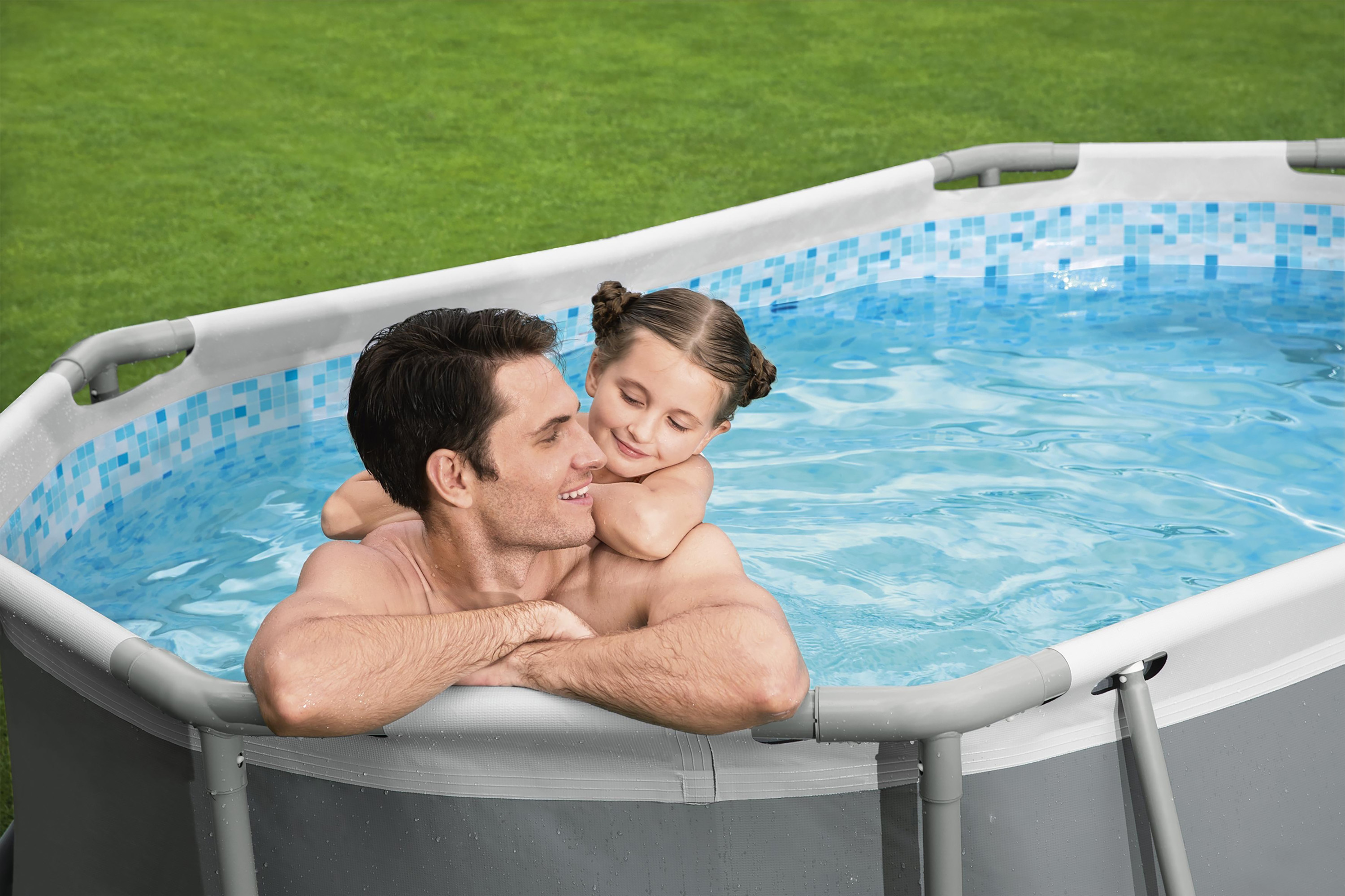 Steel Pro MAX™ Frame Pool Set mit Filterpumpe 305 x 200 x 84 cm, grau, oval