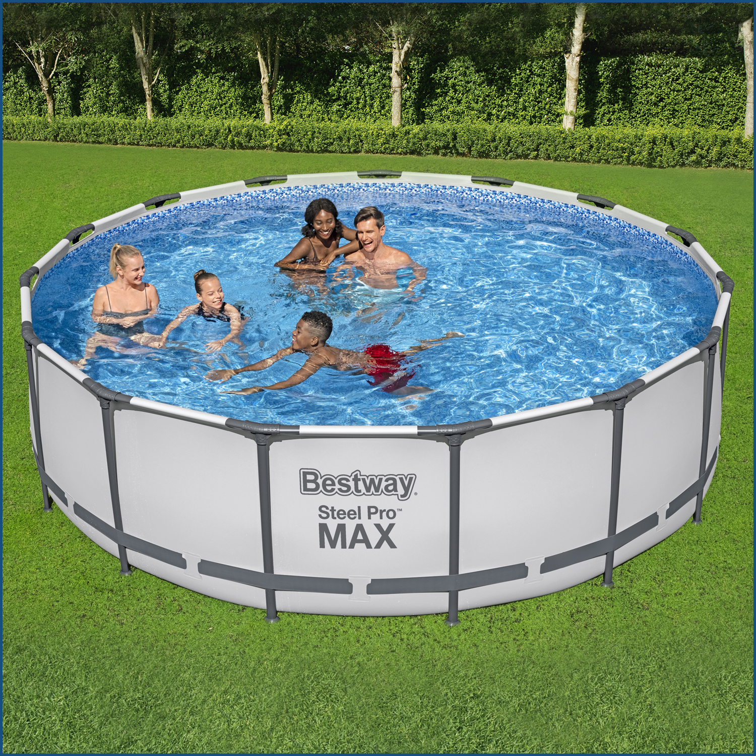 Steel Pro MAX™ Frame Pool Komplett-Set mit Filterpumpe Ø 457 x 122 cm, lichtgrau, rund