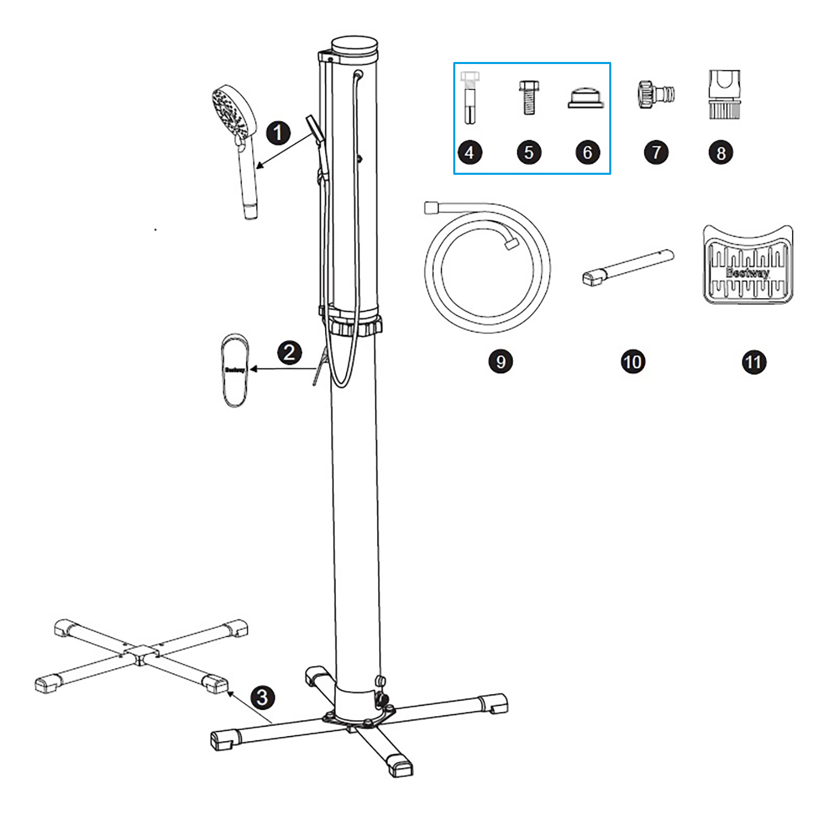 Bestway® Spare Part Screws set for all SolarFlow™ outdoor shower Bestway® Spare Part Screws set for all SolarFlow™ outdoor shower