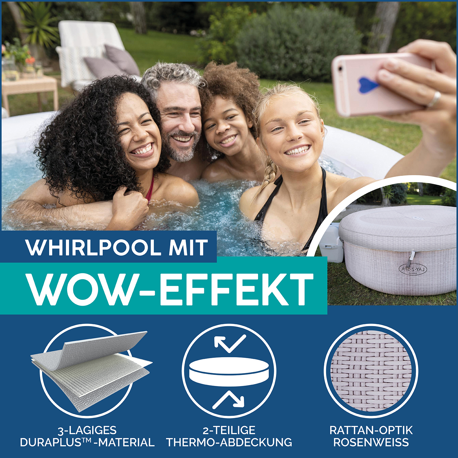 LAY-Z-SPA® Whirlpool Cancun AirJet™ Ø 180 x 66 cm, rund