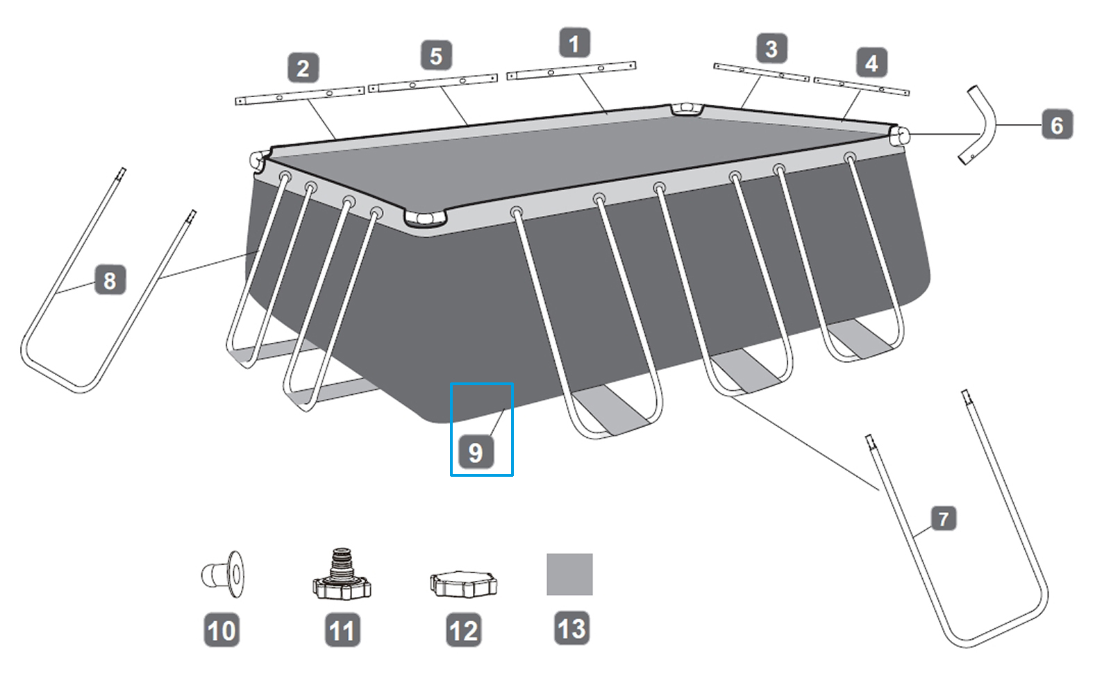 Bestway® Spare Part Pool liner marble-optics (slate grey) for Power Steel™ pool 404 x 201 x 100 cm, angular