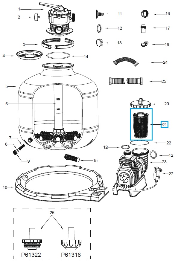 Bestway® Spare Part Strainer for Flowclear™ sand filter unit (except 2.006 l/h)