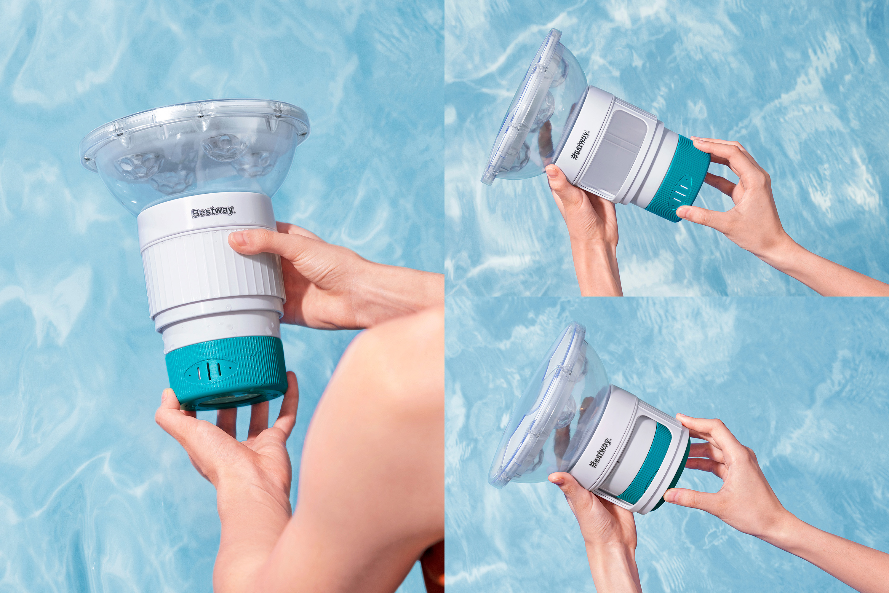 Dosierschwimmer SolarGlow™ mit solarbetriebenem LED Licht Ø 18 x 21,5 cm