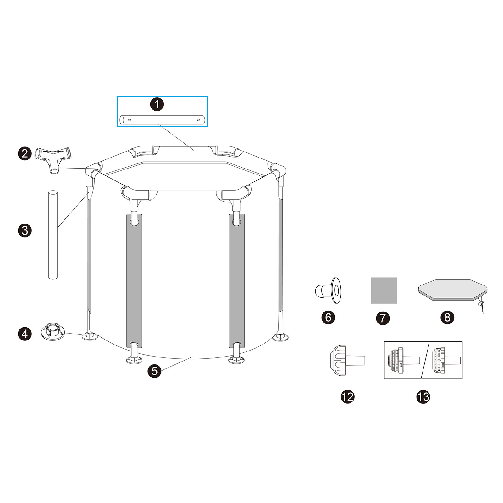 Bestway® Ersatzteil Horizontale Stange für Bestway® LAY-Z-SPA® Eisbad Glacial Dip™ Ø 90 x 80 cm