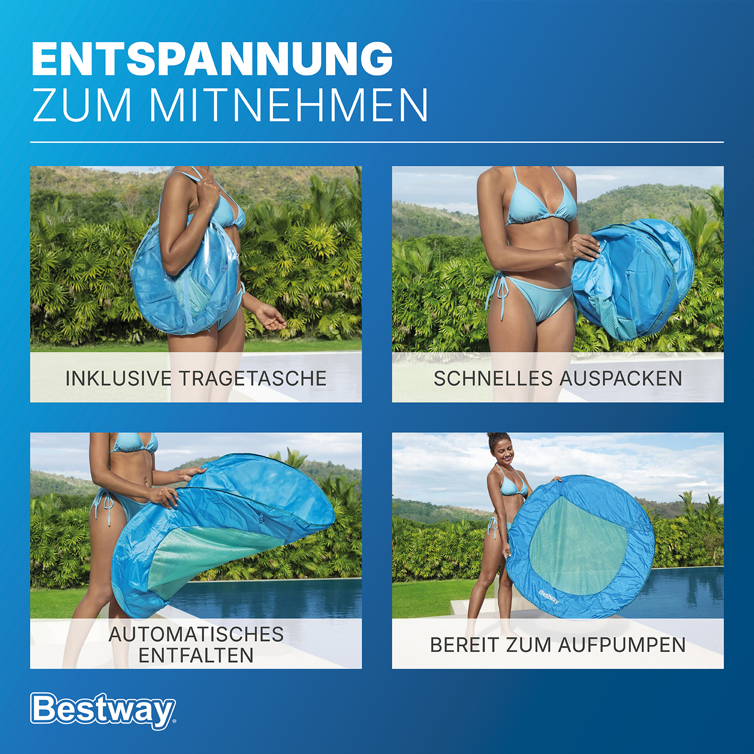 Pop-Up-Wasserhängematte 106 x 95 x 16 cm