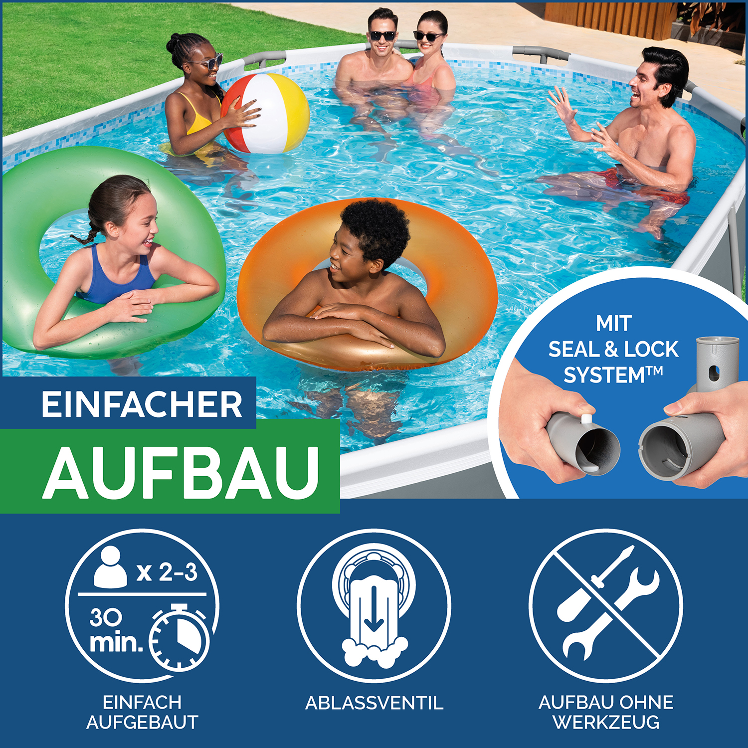 Power Steel 16'x10'x42"/4.88m x3.05m x1.07m Oval Pool