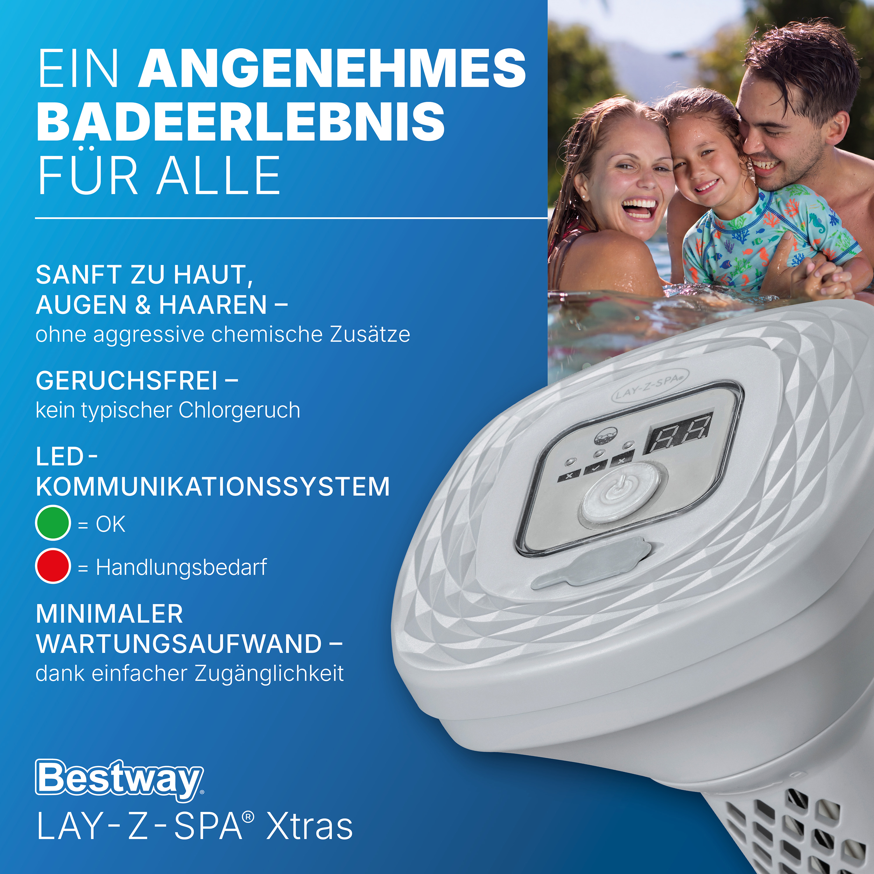 LAY-Z-SPA® Xtras schwimmende, akkubetriebene Salzwasseranlage Hydrogenic™ 0,5 g/ h