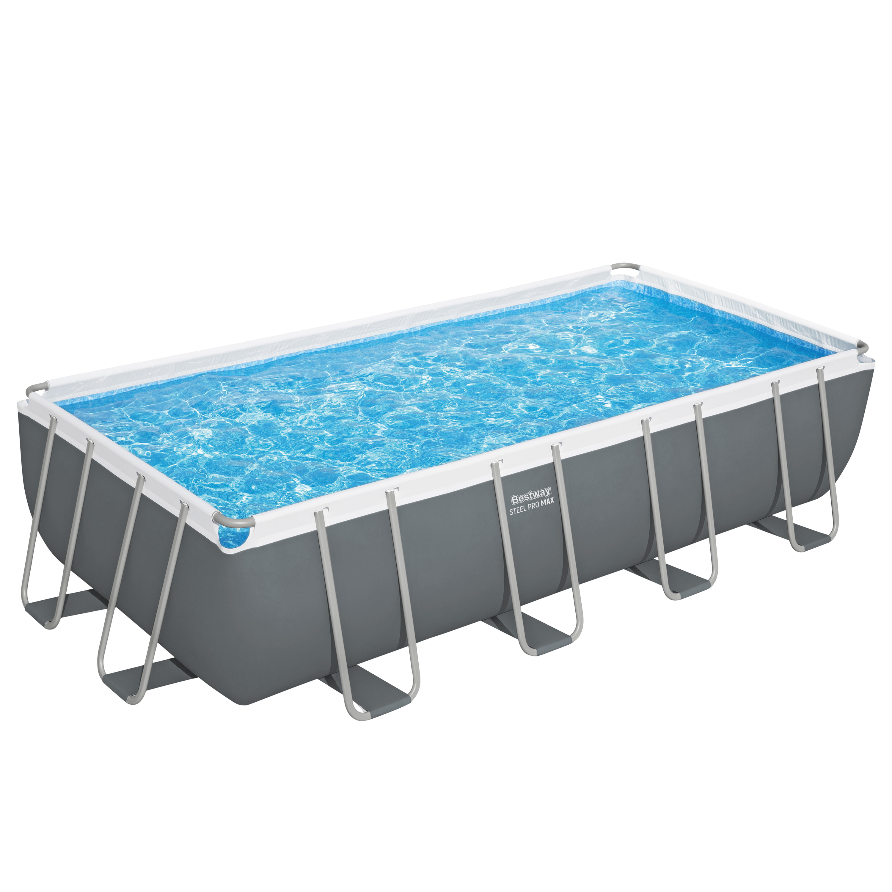 Steel Pro MAX™ Frame Pool Komplett Set mit Sandfilteranlage 549 x 274 x 122 cm, grau, eckig