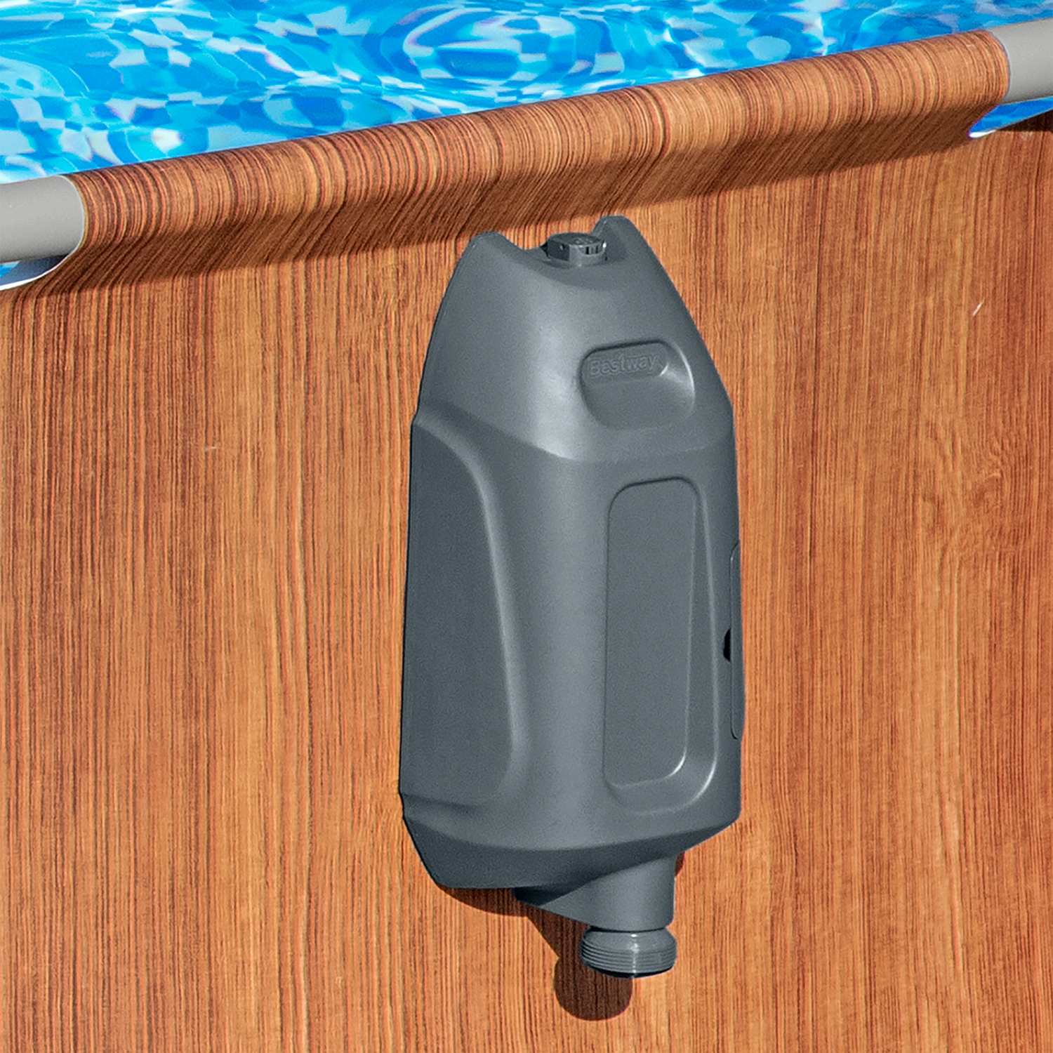 Steel Pro MAX™ Comfort Jet Series™ Frame Pool Set mit Filterpumpe 610 x 366 x 122 cm, Holz-Optik (Pinie), oval