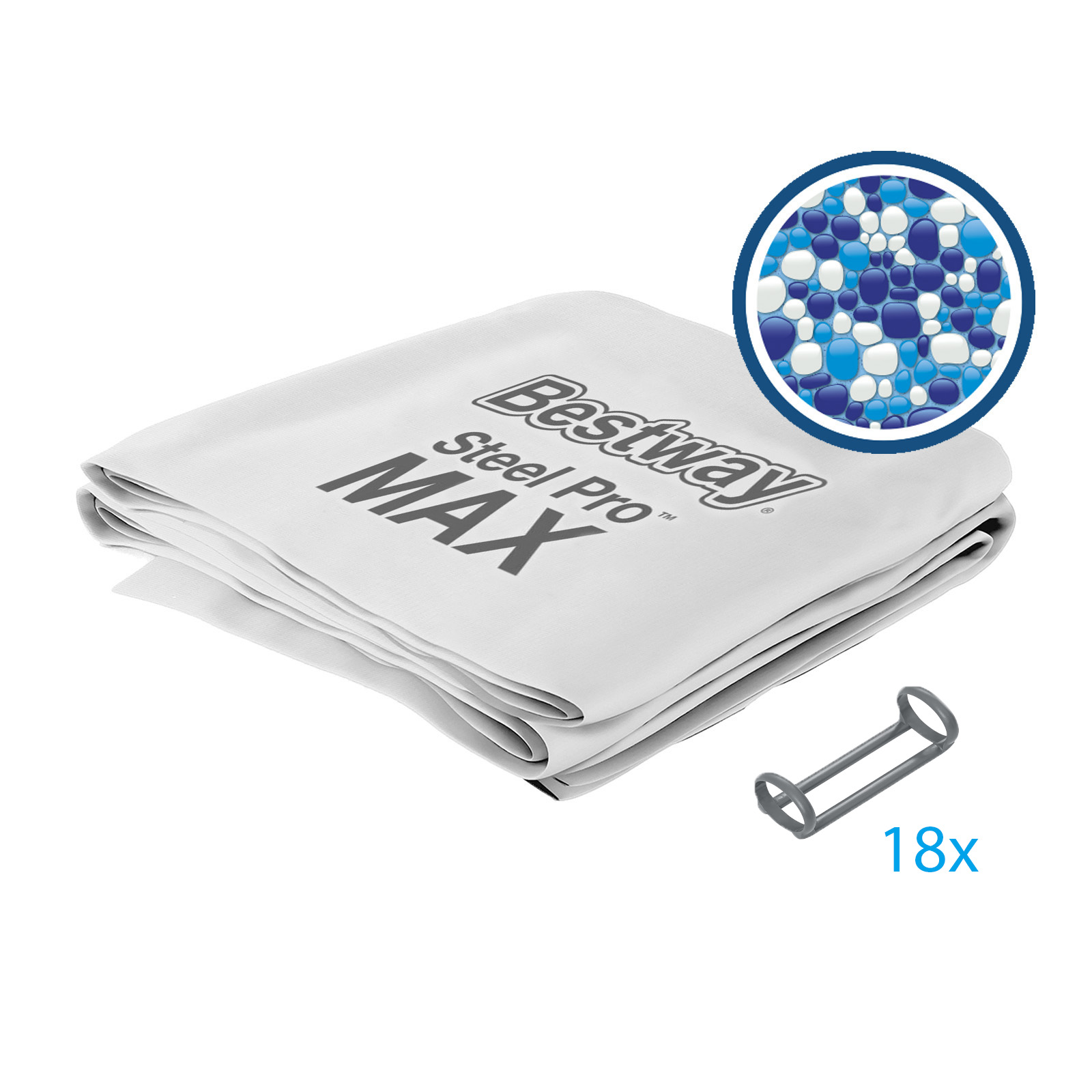 Ersatzteil Poolfolie für Steel Pro MAX 549x122cm, rund - inklusive Kunststoffring-Set