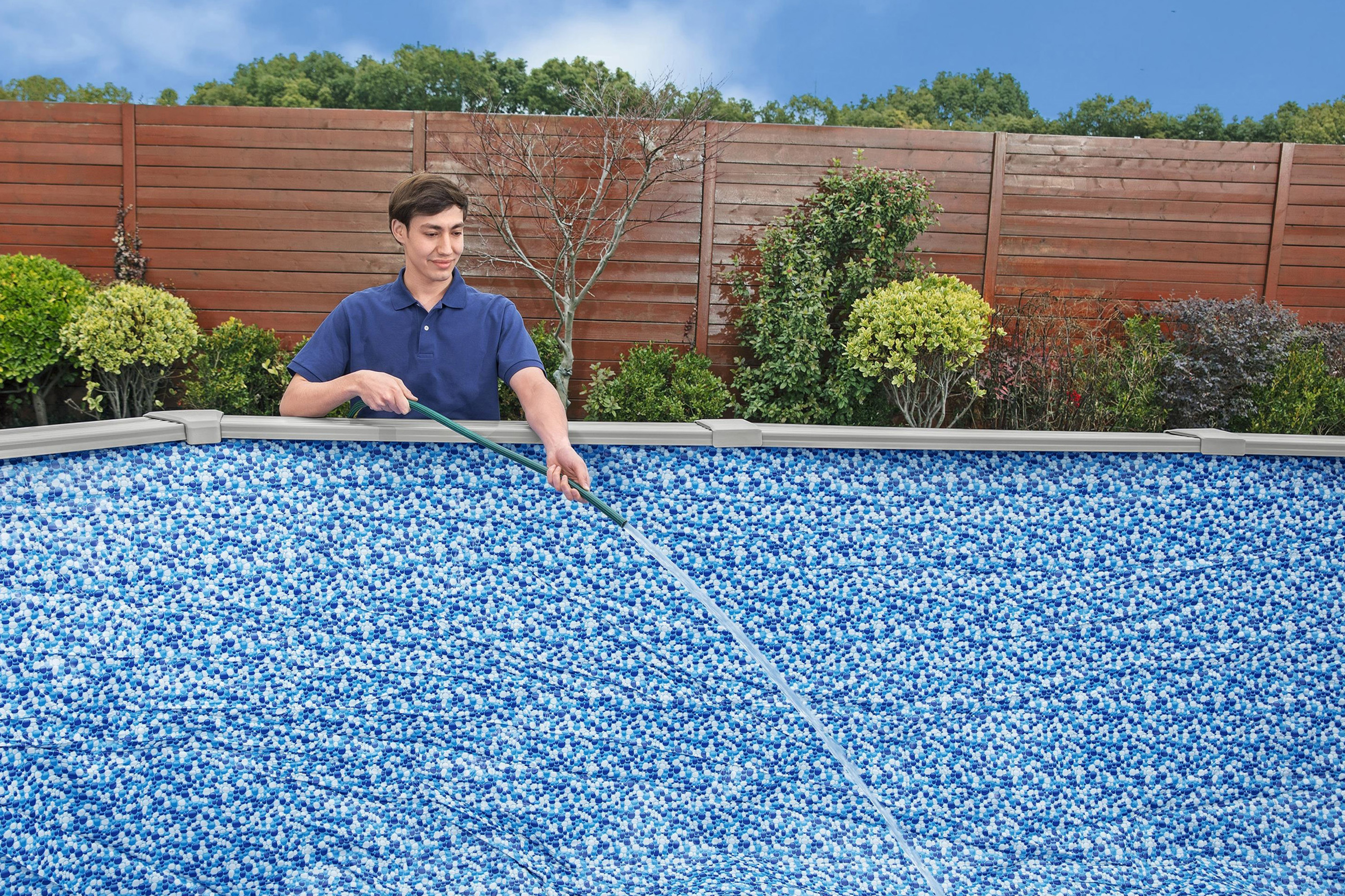 Hydrium™ Stahlwandpool Komplett Set mit Sandfilteranlage 500 x 366 x 122 cm, granitgrau, oval