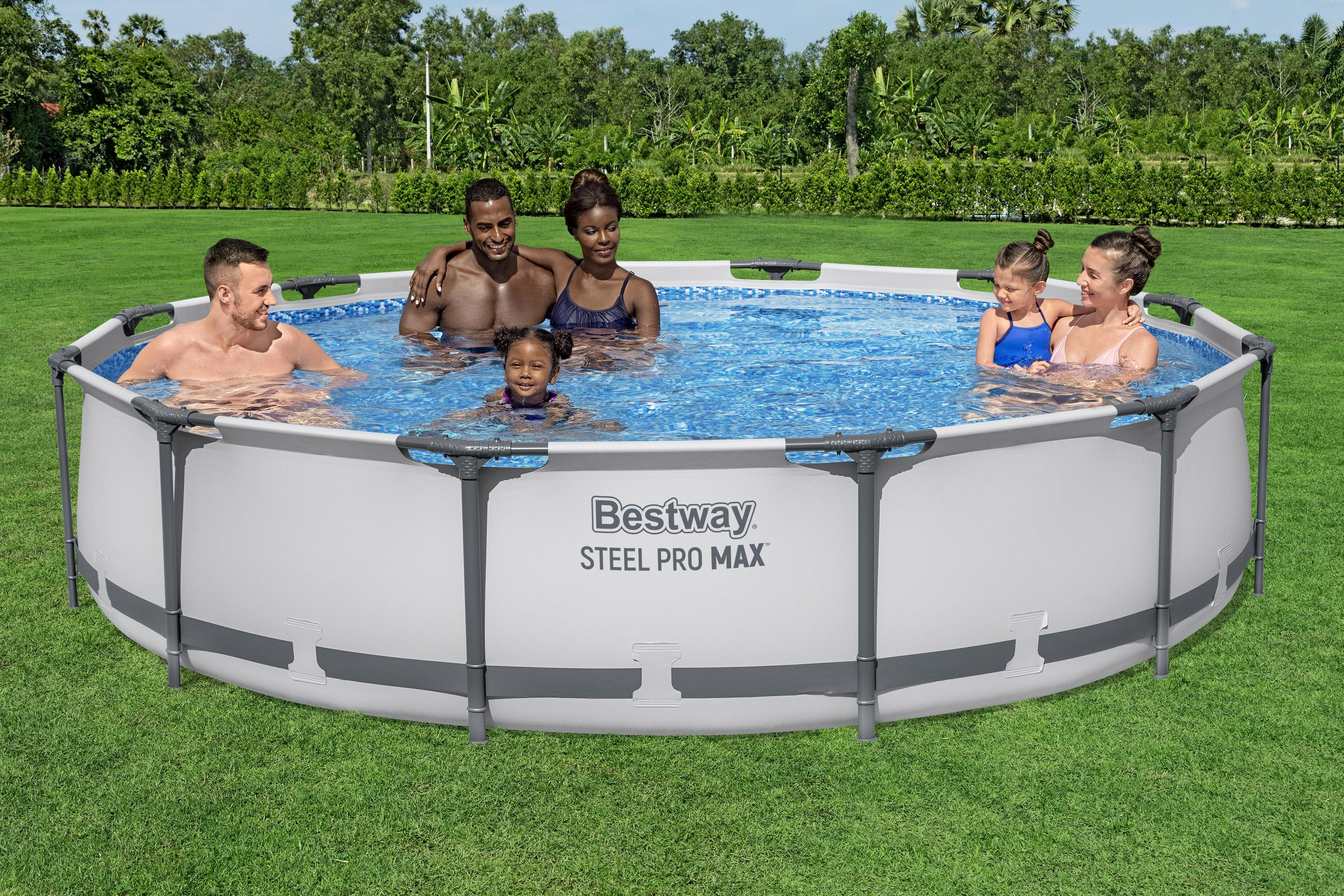 Steel Pro MAX™ Frame Pool Komplett Set mit Filterpumpe Ø 366 x 122 cm, lichtgrau, rund