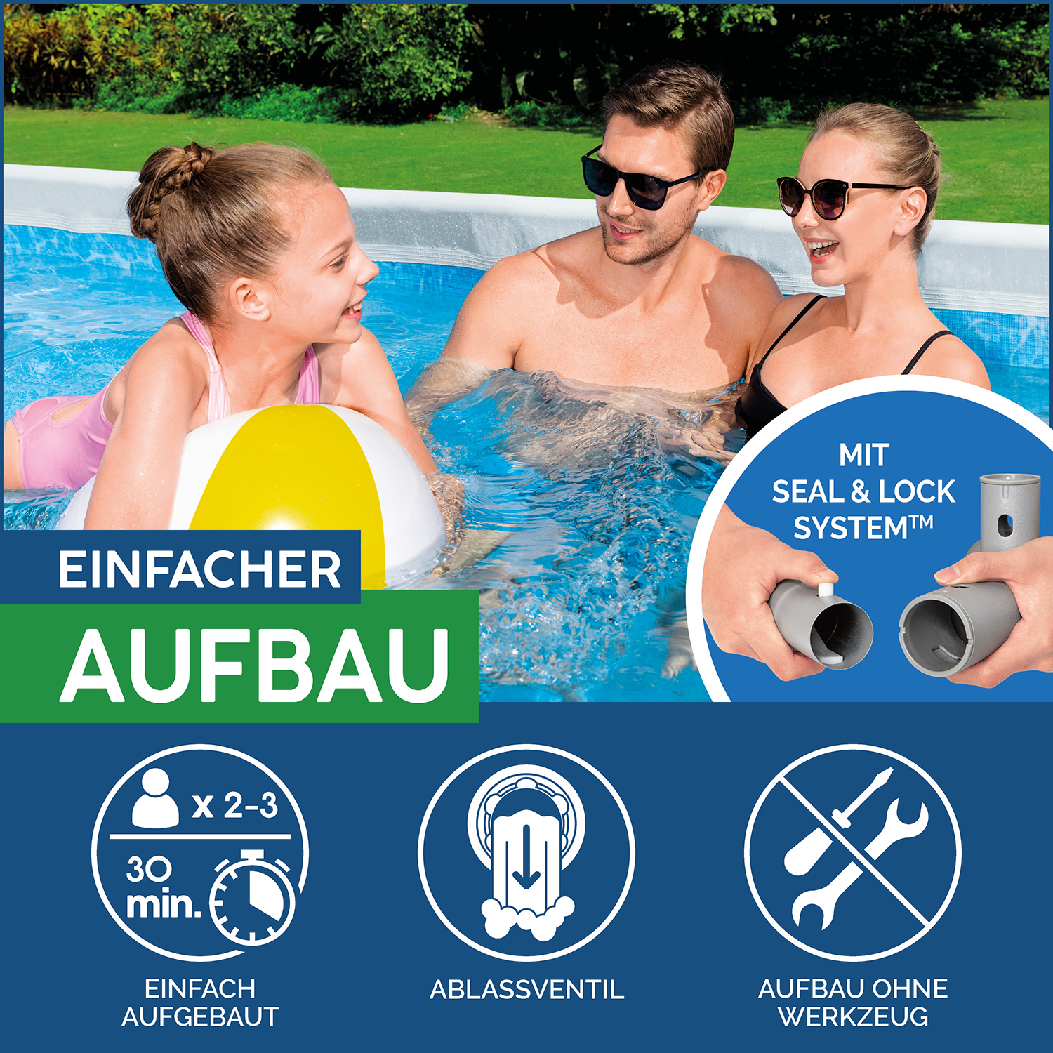 Power Steel 16' x 8' x 48"/4.88m x 2.44m x 1.22m Rectangular Pool