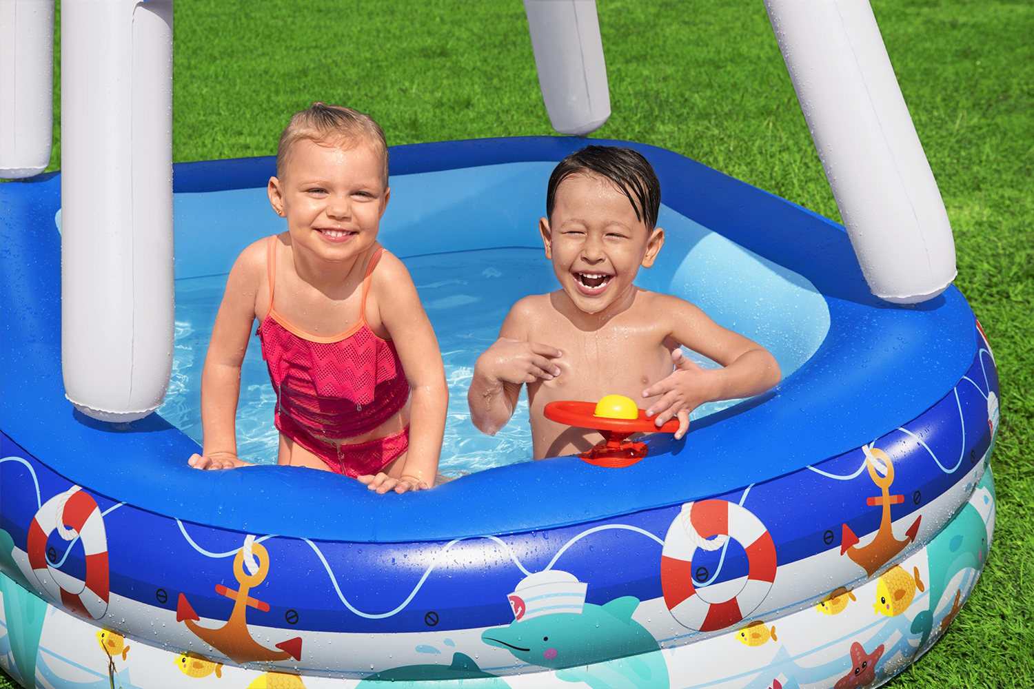 Family Pool mit Sonnenschutzdach Sea Captain 213 x 155 x 132 cm