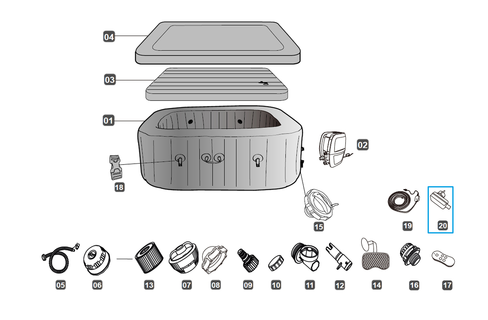 Bestway® Spare Part AirJet RCD(EU) for all Lay-Z-Spa whirlpools from 2023 Bestway® Spare Part AirJet RCD(EU) for all Lay-Z-Spa whirlpools from 2023