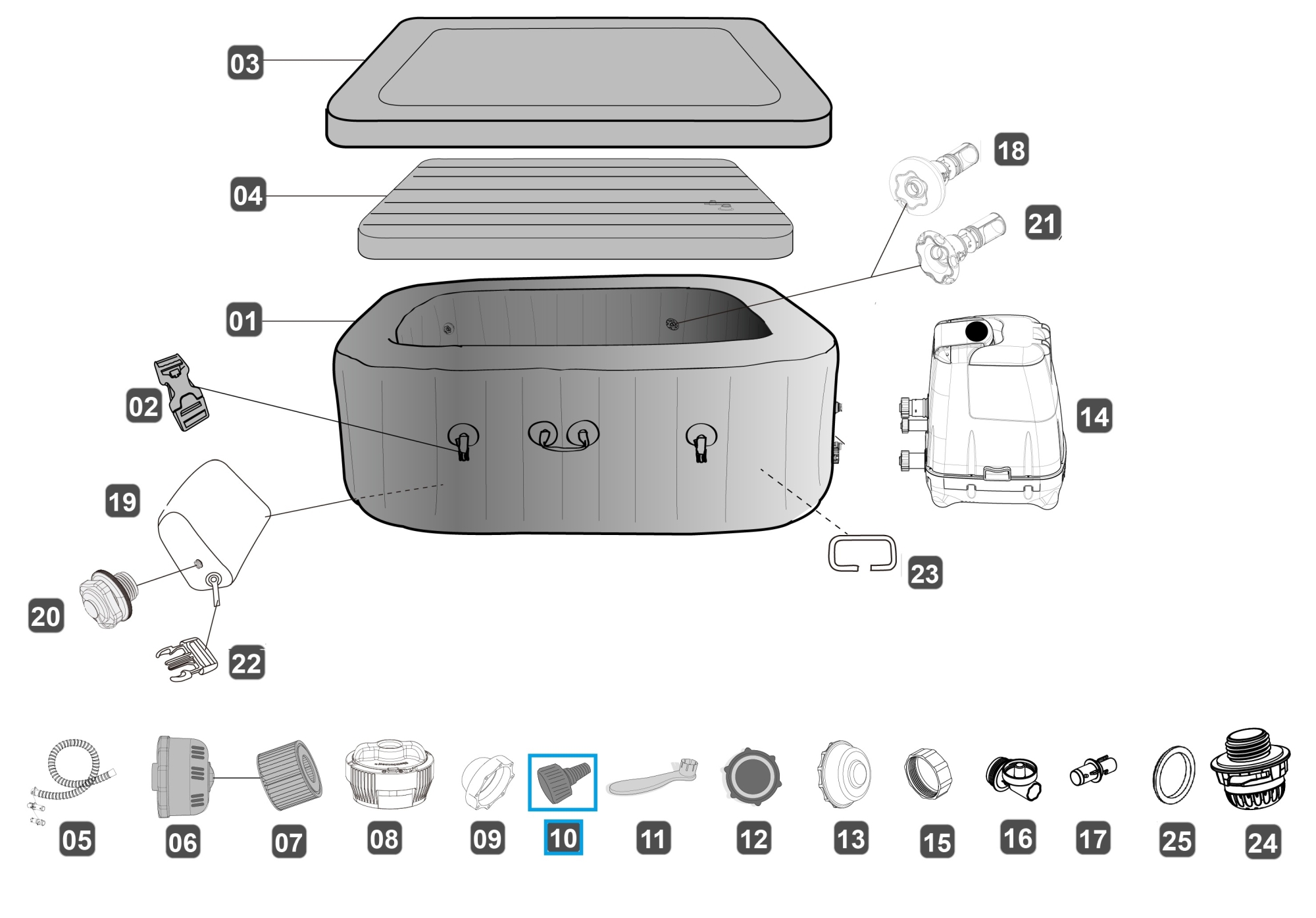 Bestway® Spare Part Drain valve adapter for  LAY-Z-SPA® Whirlpools (until 2020 | EU only)