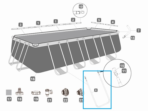 Bestway® Spare Part U-Shaped beam (grey) for various Power Steel™ frame pools, angular