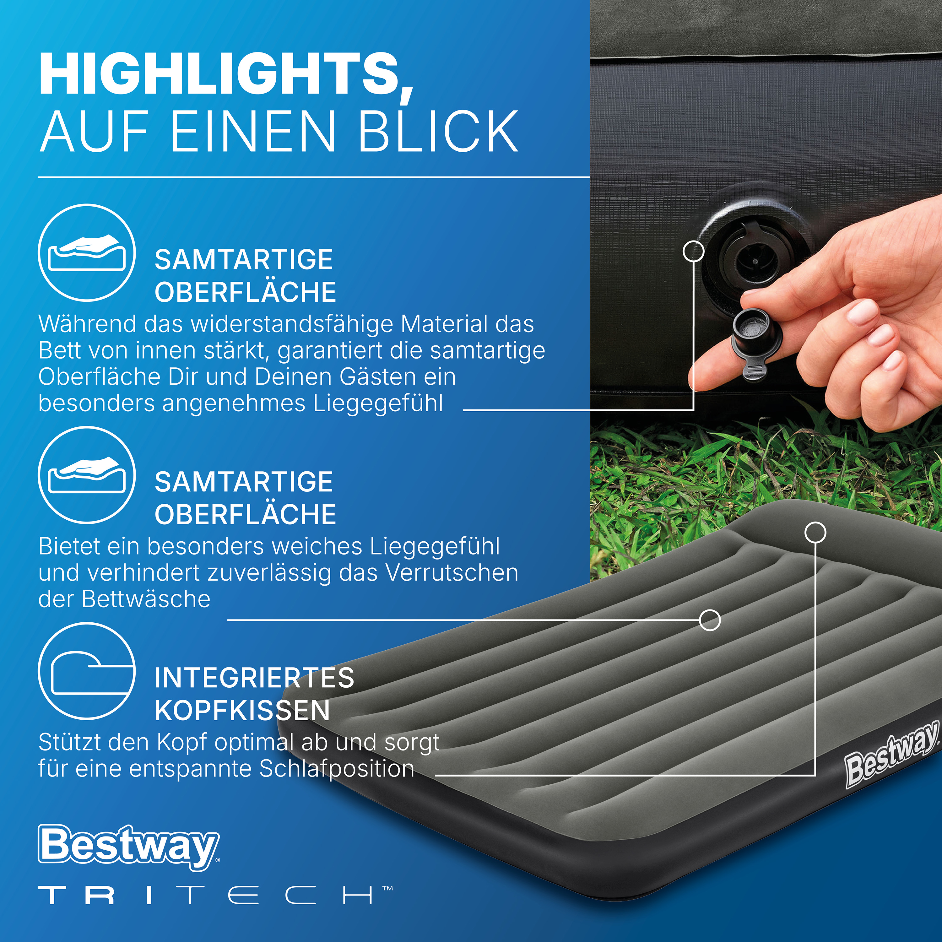 TriTech® Doppelluftbett 191 x 137 x 30 cm