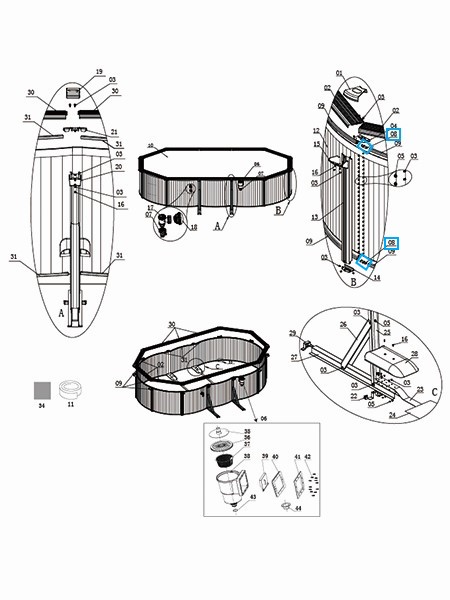 Bestway® Spare Part Rail connector set (blue / 10 pieces) for Hydrium™ stell wall pools