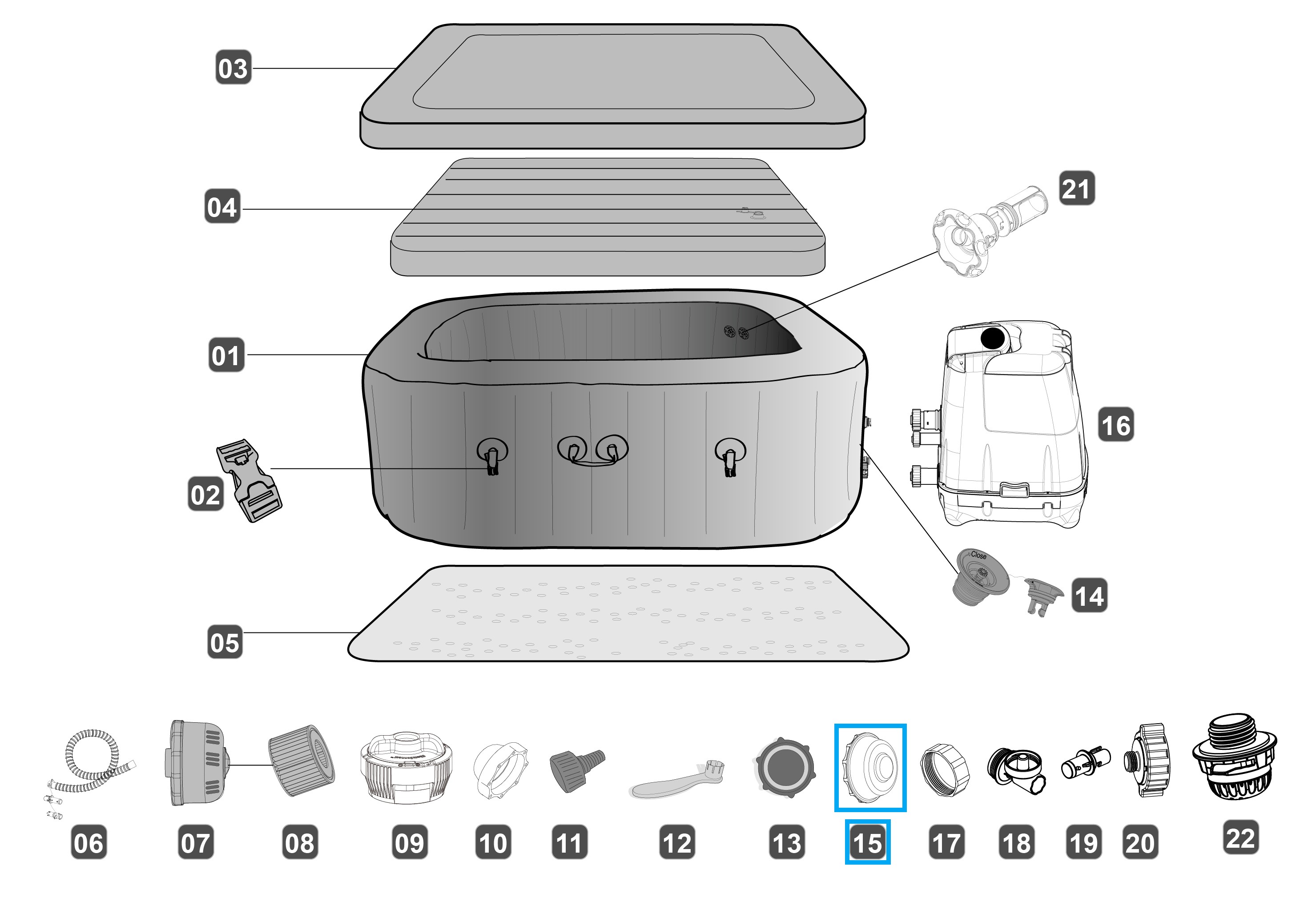 Bestway® Spare Part Stopper (water inlet) for LAY-Z-SPA® whirlpools (from 2021)