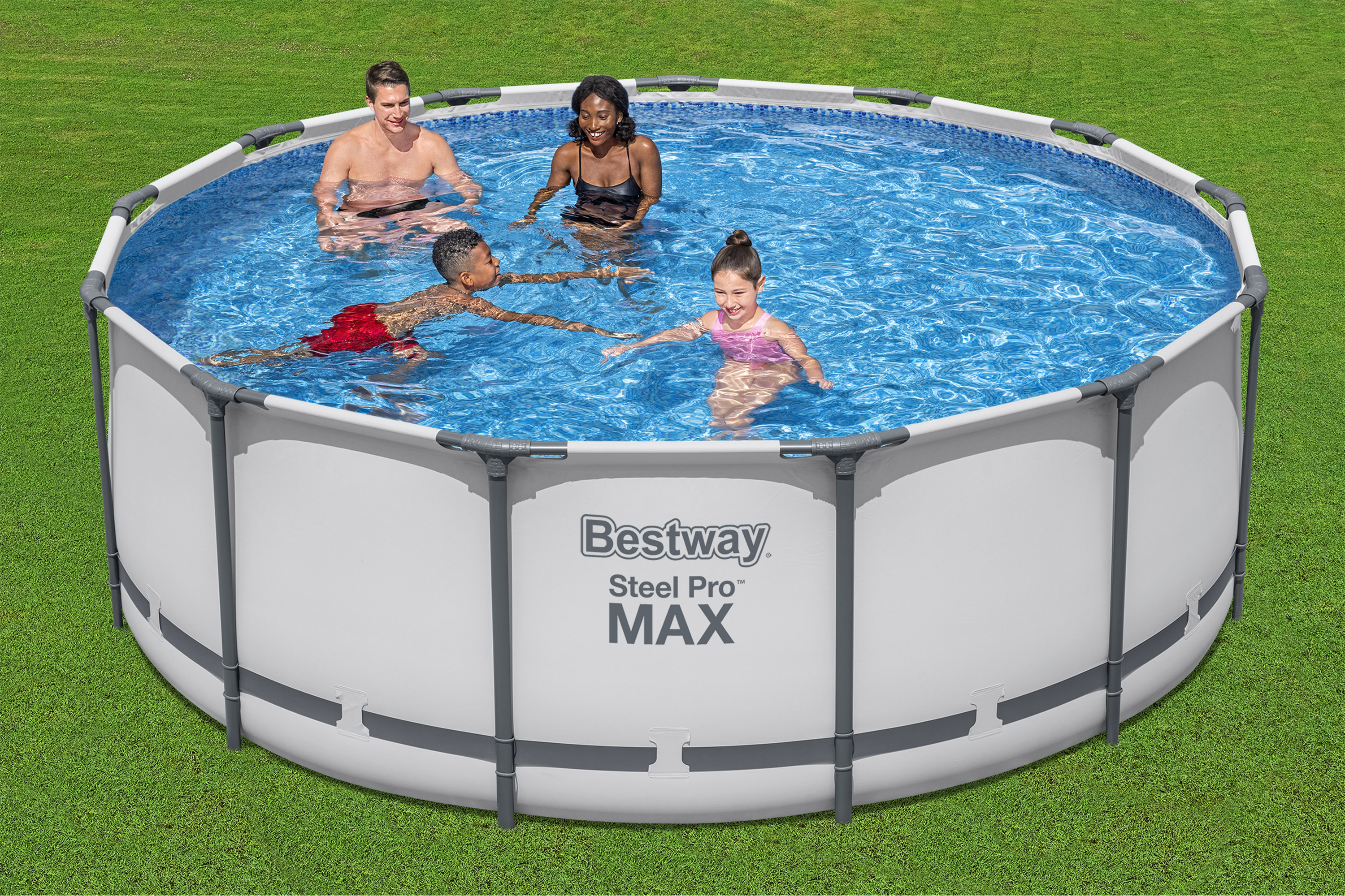 Steel Pro MAX™ Frame Pool Komplett-Set mit Filterpumpe Ø 396 x 122 cm, lichtgrau, rund