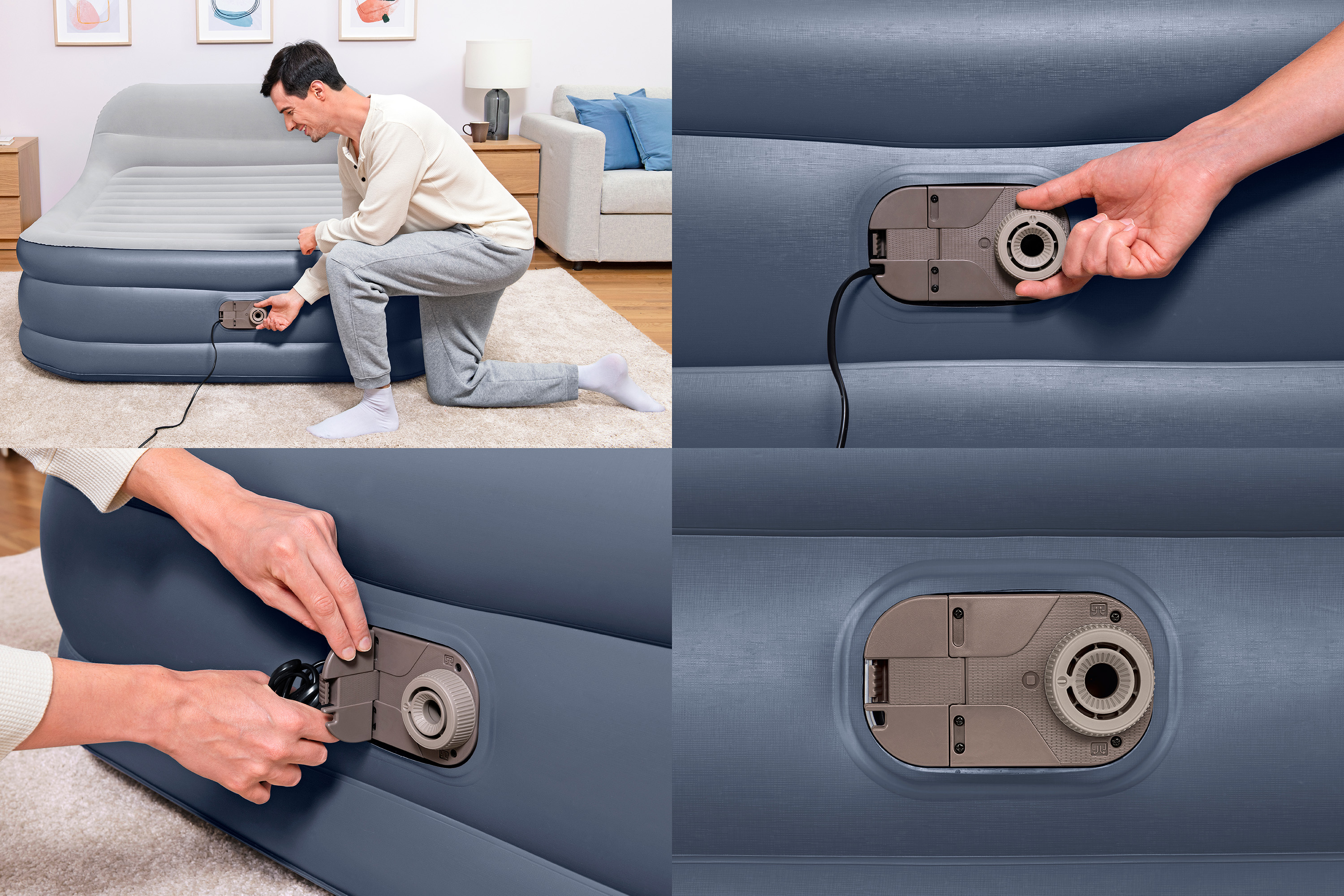 TriTech® Doppelluftbett SleekFlow™ mit Kopfteil & integrierter Elektropumpe 226 x 152 x 84 cm TriTech® Doppelluftbett SleekFlow™ mit Kopfteil & integrierter Elektropumpe 226 x 152 x 84 cm