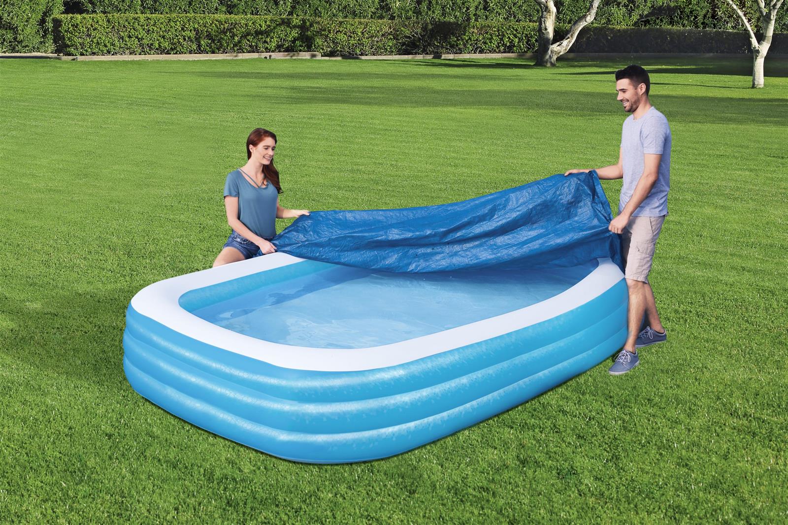 PE-Abdeckplane passend für 305 x 183 cm Family Pools, blau, eckig