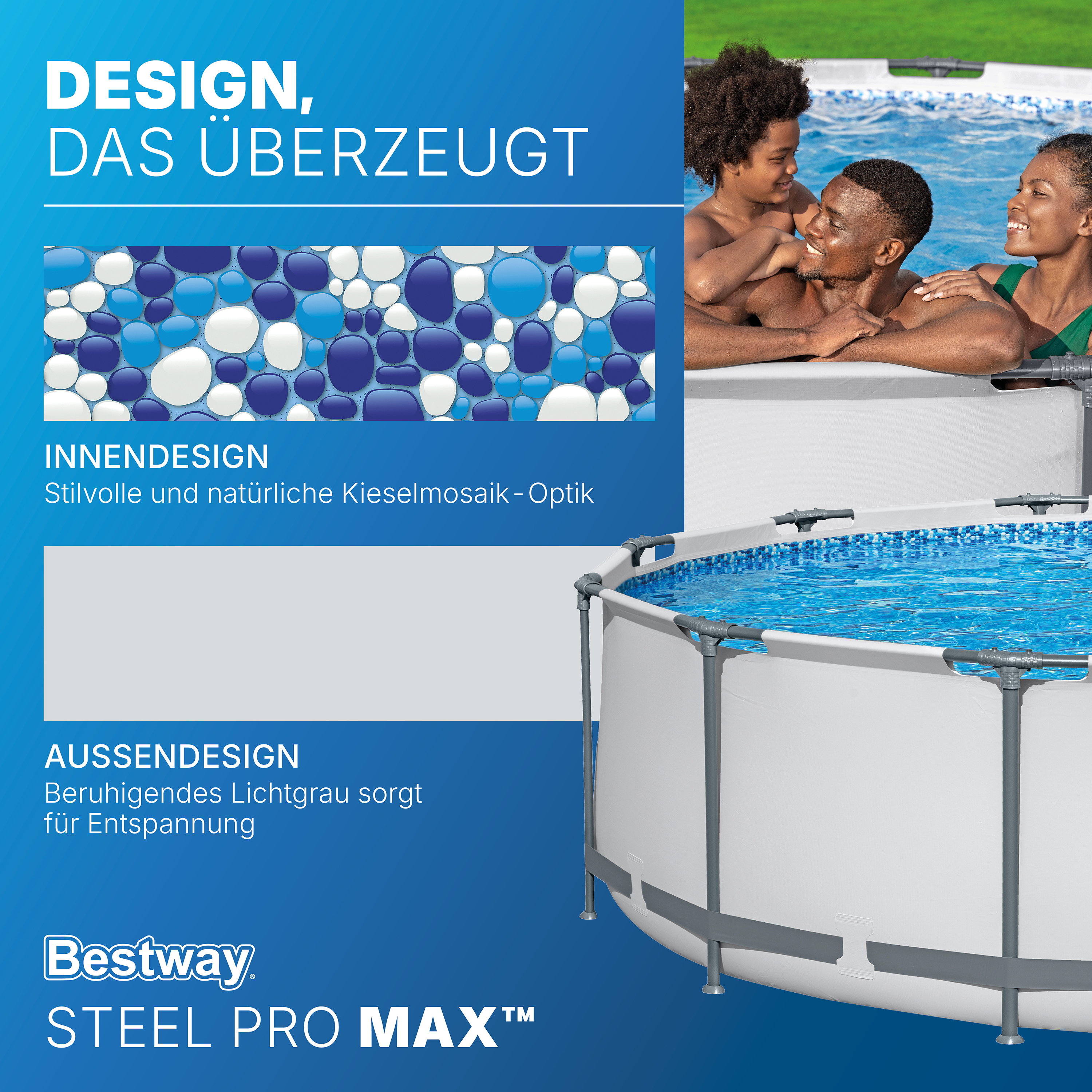 Steel Pro MAX™ Solo Pool ohne Zubehör Ø 366 x 100 cm, lichtgrau, rund