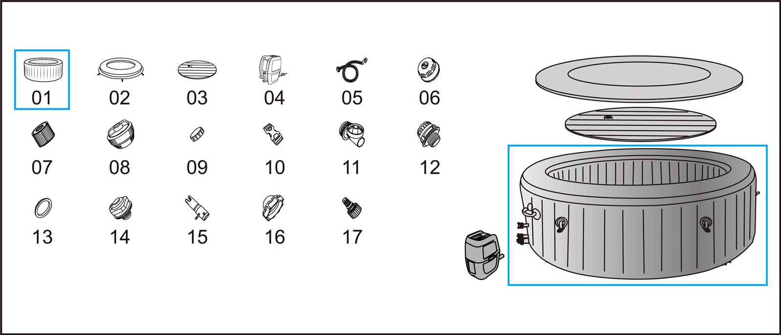Bestway® Spare Part Liner (tropical hisbiscus design) for LAY-Z-SPA® Aruba Ø 170 x 66 cm (2022) Bestway® Spare Part Liner (tropical hisbiscus design) for LAY-Z-SPA® Aruba Ø 170 x 66 cm (2022)