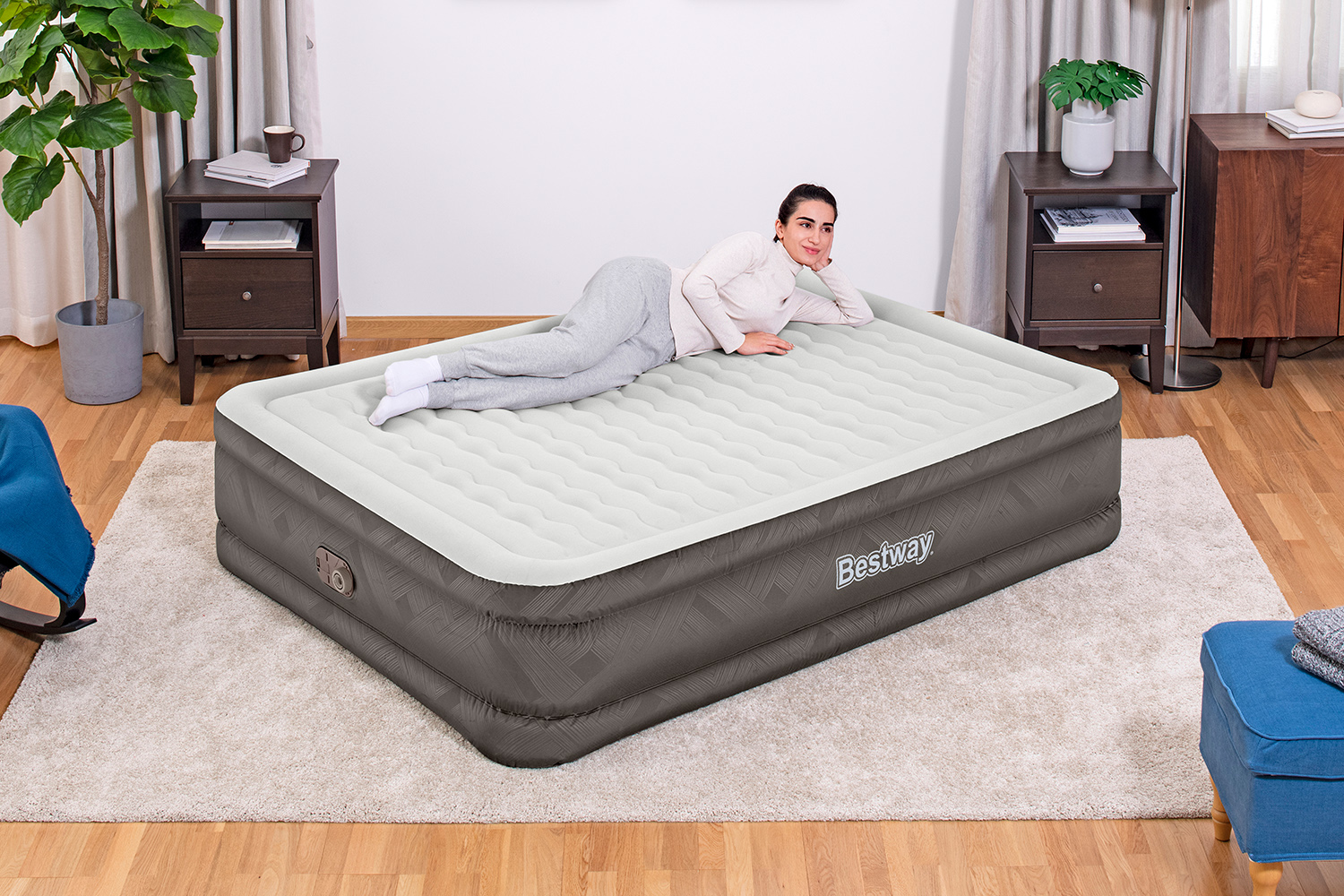 Fortech™ Doppelluftbett mit integrierter Elektropumpe 203 x 152 x 46 cm Fortech™ Doppelluftbett mit integrierter Elektropumpe 203 x 152 x 46 cm