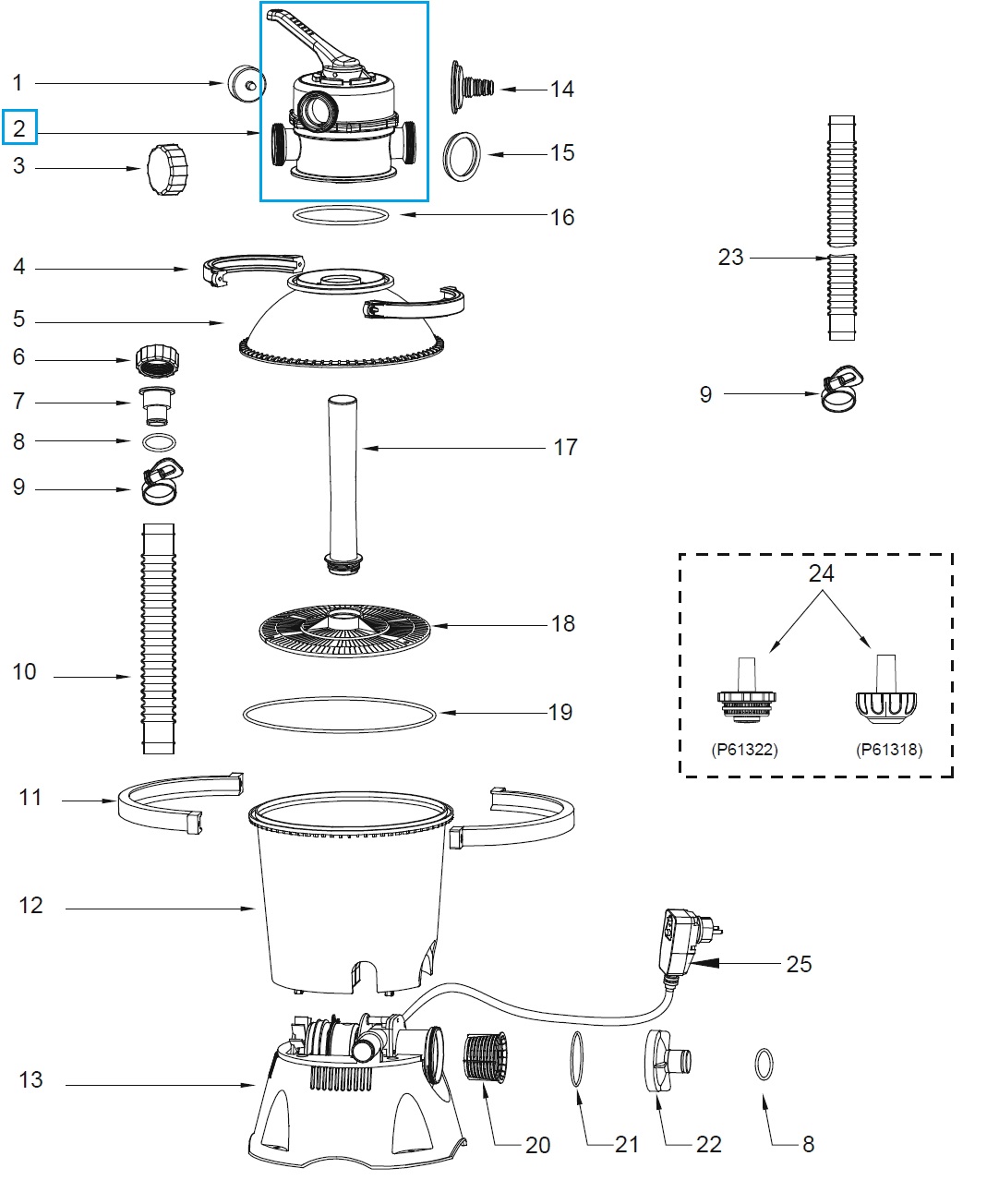 Bestway® Spare Part Control valve for Flowclear™ sand filter unit (58515, 58634)