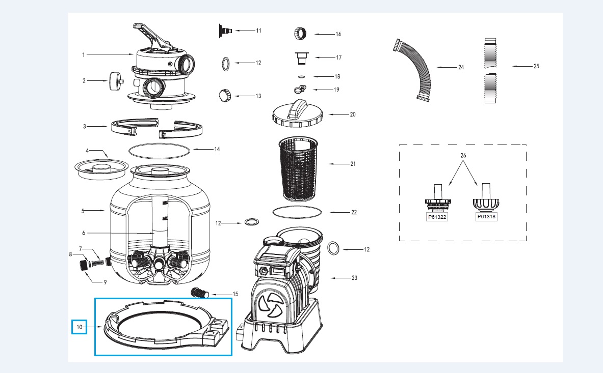Bestway® Spare Part Tank base for Flowclear™ sand filter unit (58495, 58497 | except GS) Bestway® Spare Part Tank base for Flowclear™ sand filter unit (58495, 58497 | except GS)