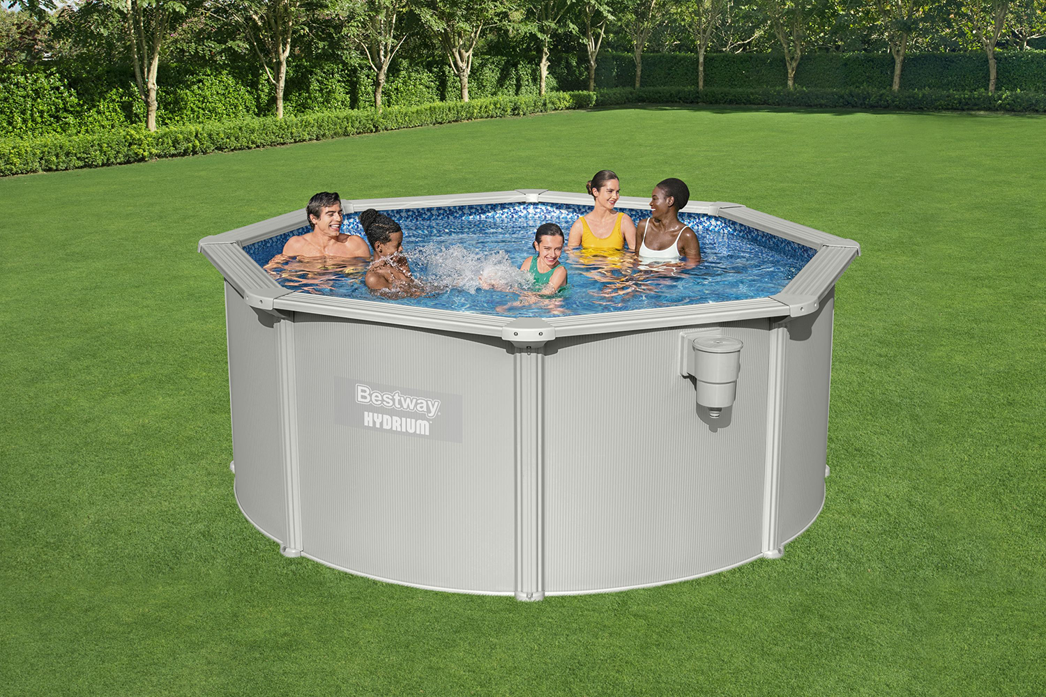 Hydrium™ Stahlwandpool Komplett-Set mit Sandfilteranlage Ø 300 x 120 cm, granitgrau, rund