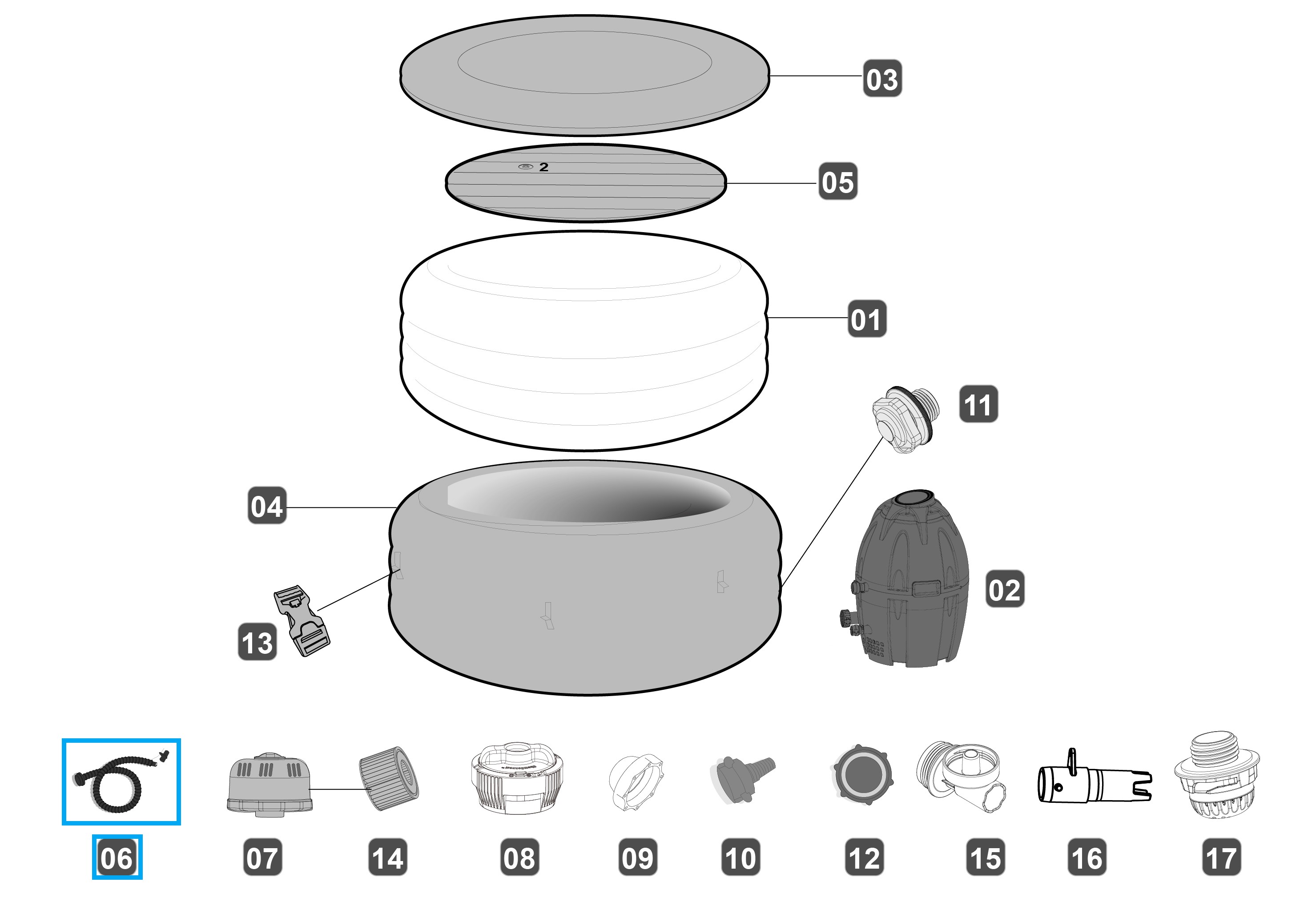 Bestway® Spare Part Inflation hose for various LAY-Z-SPA® whirlpools Bestway® Spare Part Inflation hose for various LAY-Z-SPA® whirlpools