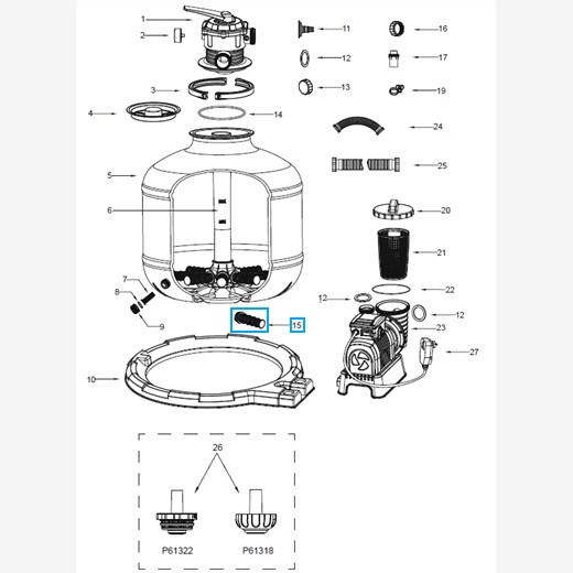 Bestway® Spare Part Filter Canister for Flowclear™ sandfilter units (7.571 / 8.327 l/h)