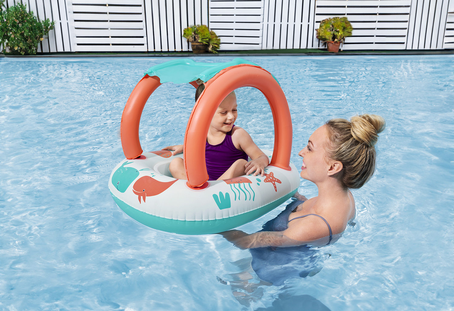 Kinder-Schlauchboot Comfort Plush™ mit Sonnenschutzdach 78 x 61,5 x 56,5 cm