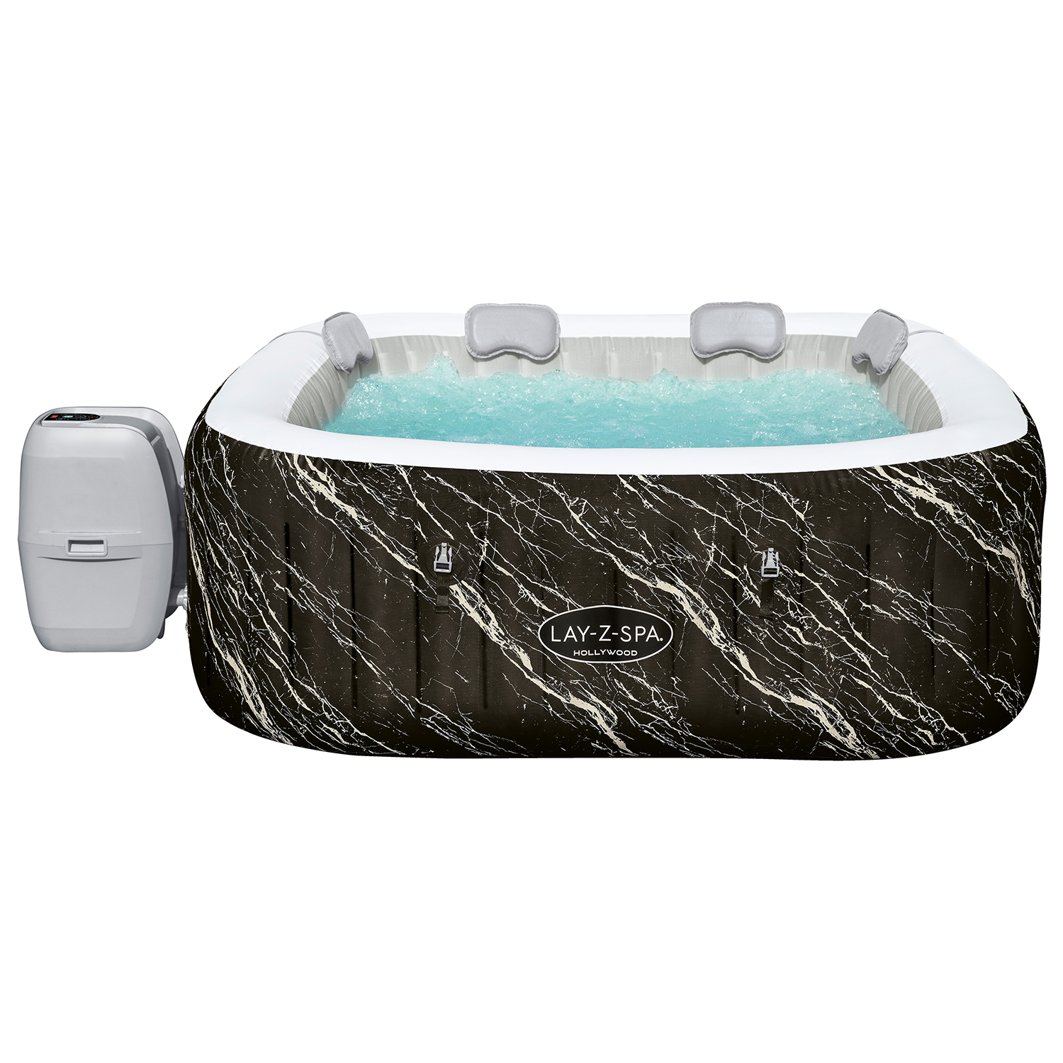 LAY-Z-SPA® LED Whirlpool Hollywood AirJet™ für 6 Personen 180 x 180 x 66 cm, Marmor-Optik (Marquinia)