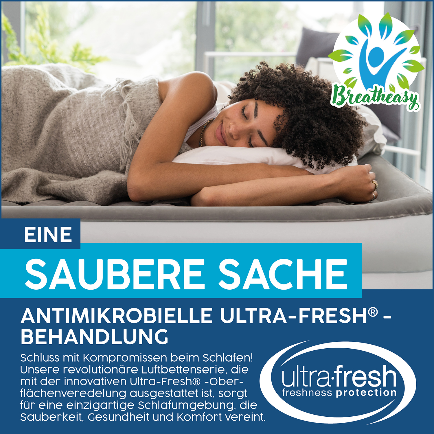 TriTech™ Doppelluftbett mit antimikrobieller Oberfläche & integrierter Elektropumpe 203 x 152 x 46 cm