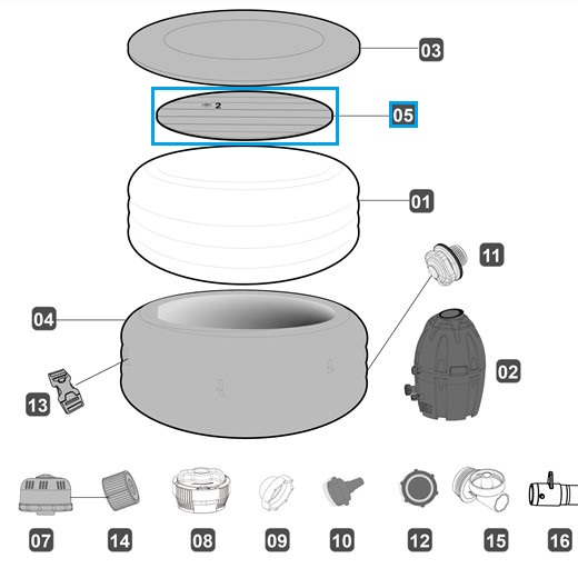 Bestway® Spare Part Inflatable cushion for the cover of LAY-Z-SPA® AirJet™ whirlpools Ø 196 x 61 cm