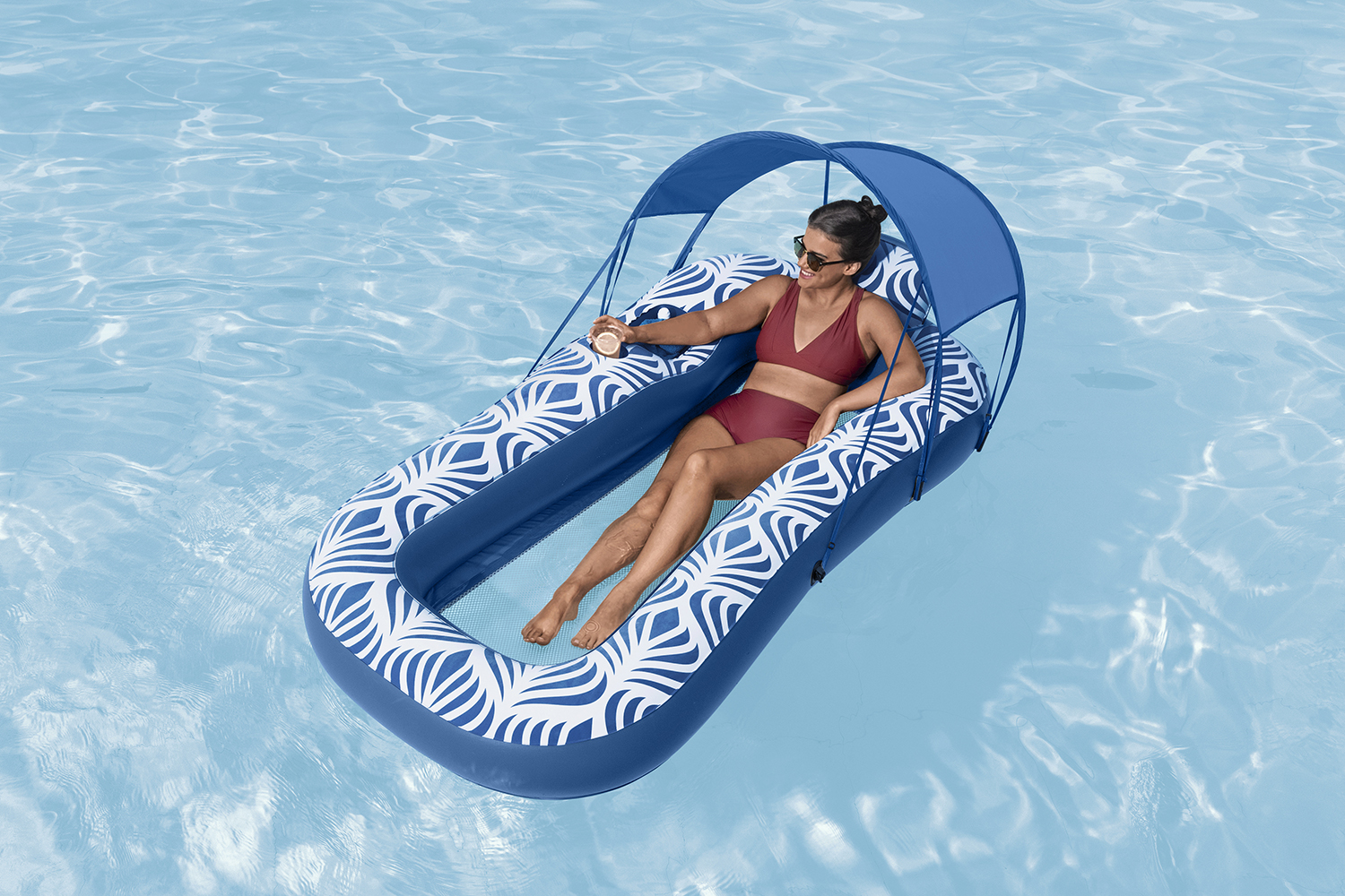 Poolmatte Comfort Plush™ mit Sonnenschutzdach 198 x 112 cm