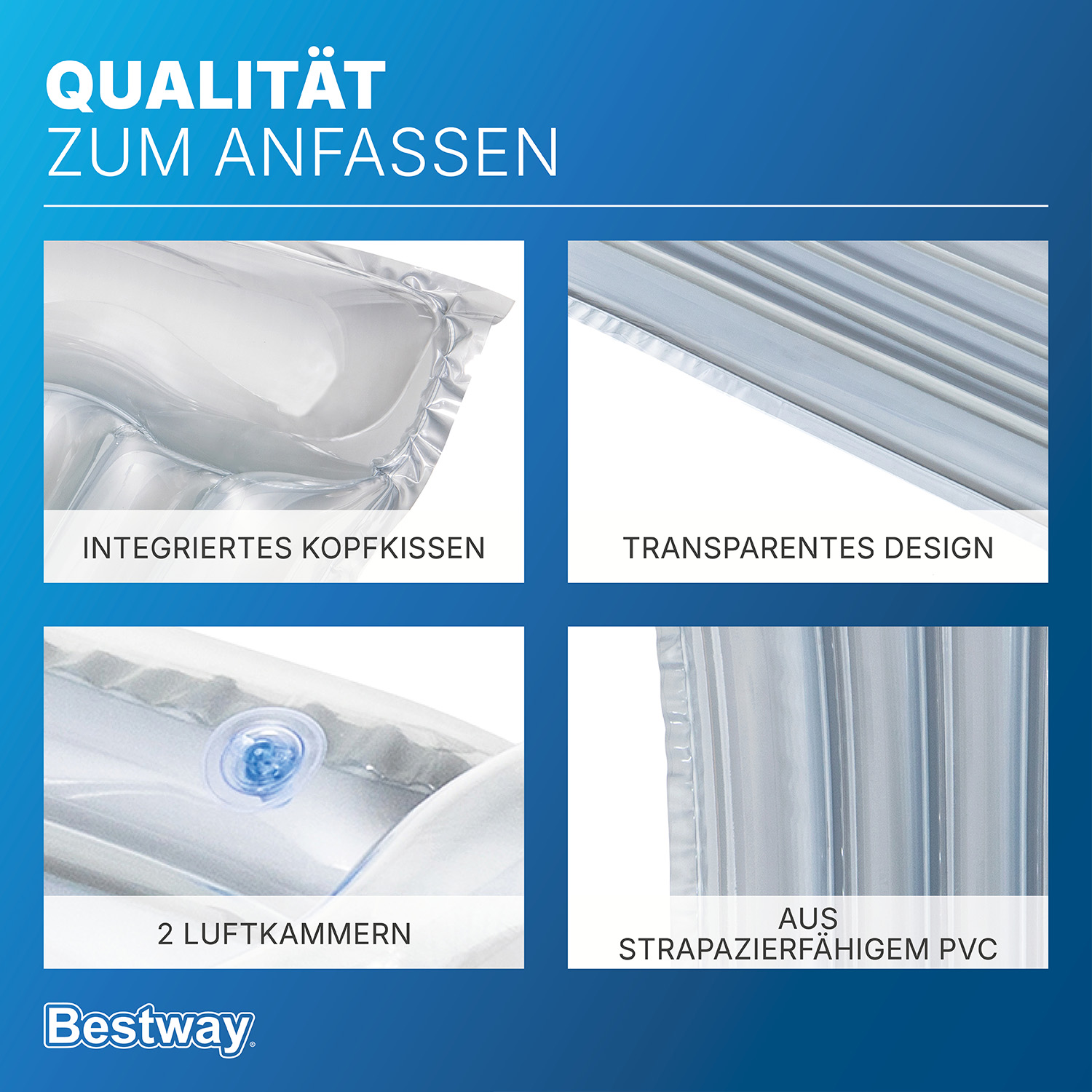 Luftmatratze Transparent 183 x 76 cm, Silber