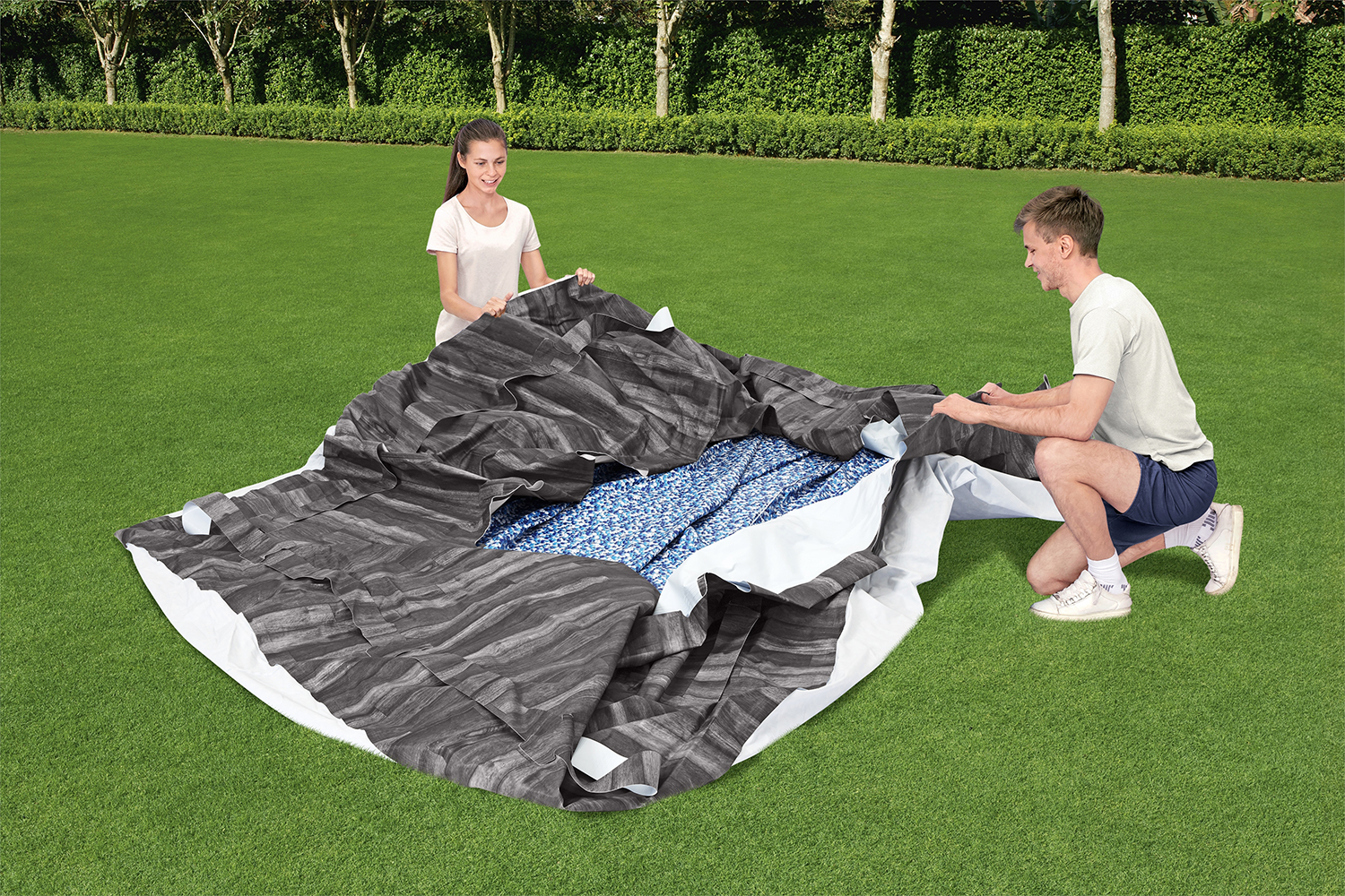 Steel Pro MAX™ Auftstellpool-Komplett-Set mit Filterpumpe Ø 427 x 107 cm, Holz-Optik (Mooreiche), rund